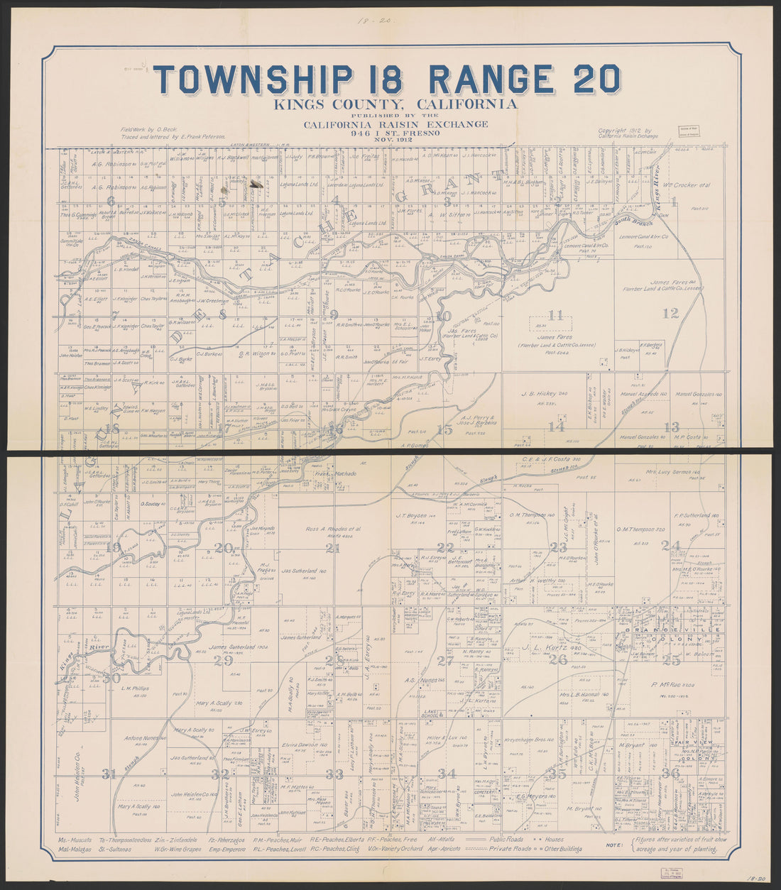 This old map of California, Kings County, was created by in 1893