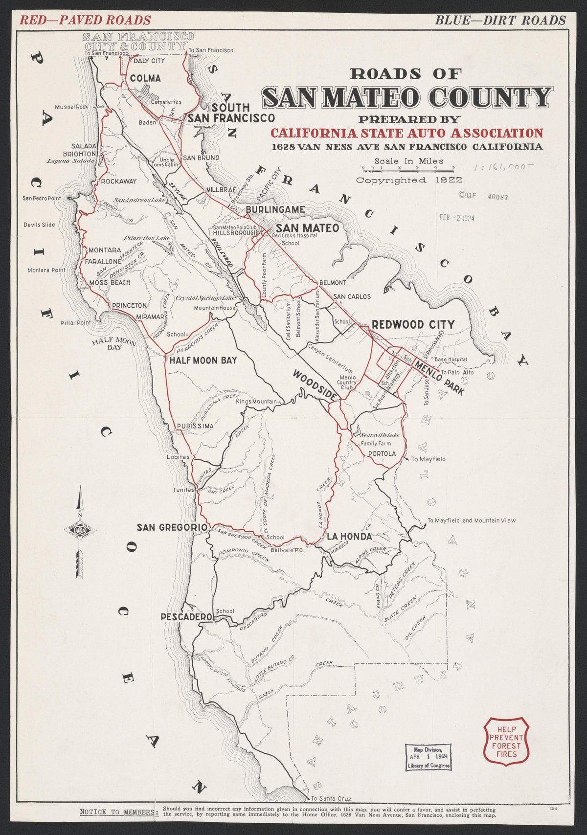 CA Drawer 192, Folder 06, Item 02 from Maps of California--counties San Mateo to 1939 1856 by Relic Map Company