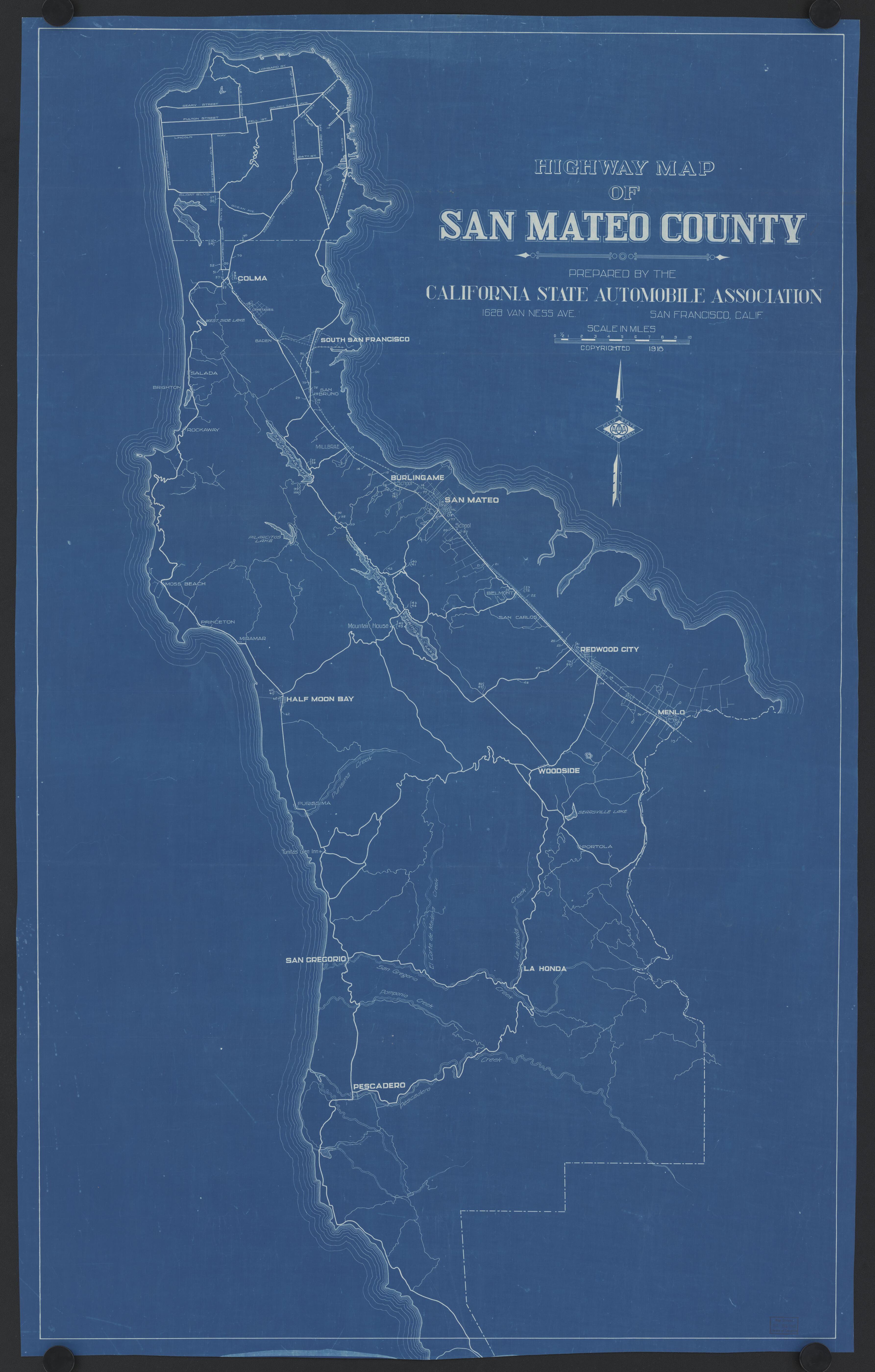This old map of California, San Mateo County, was created by in 1856