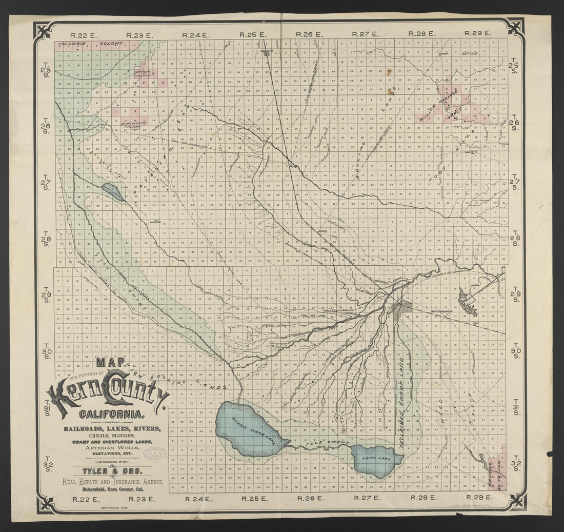 This old map of California, Inyo County, Kern County, was created by in 1866