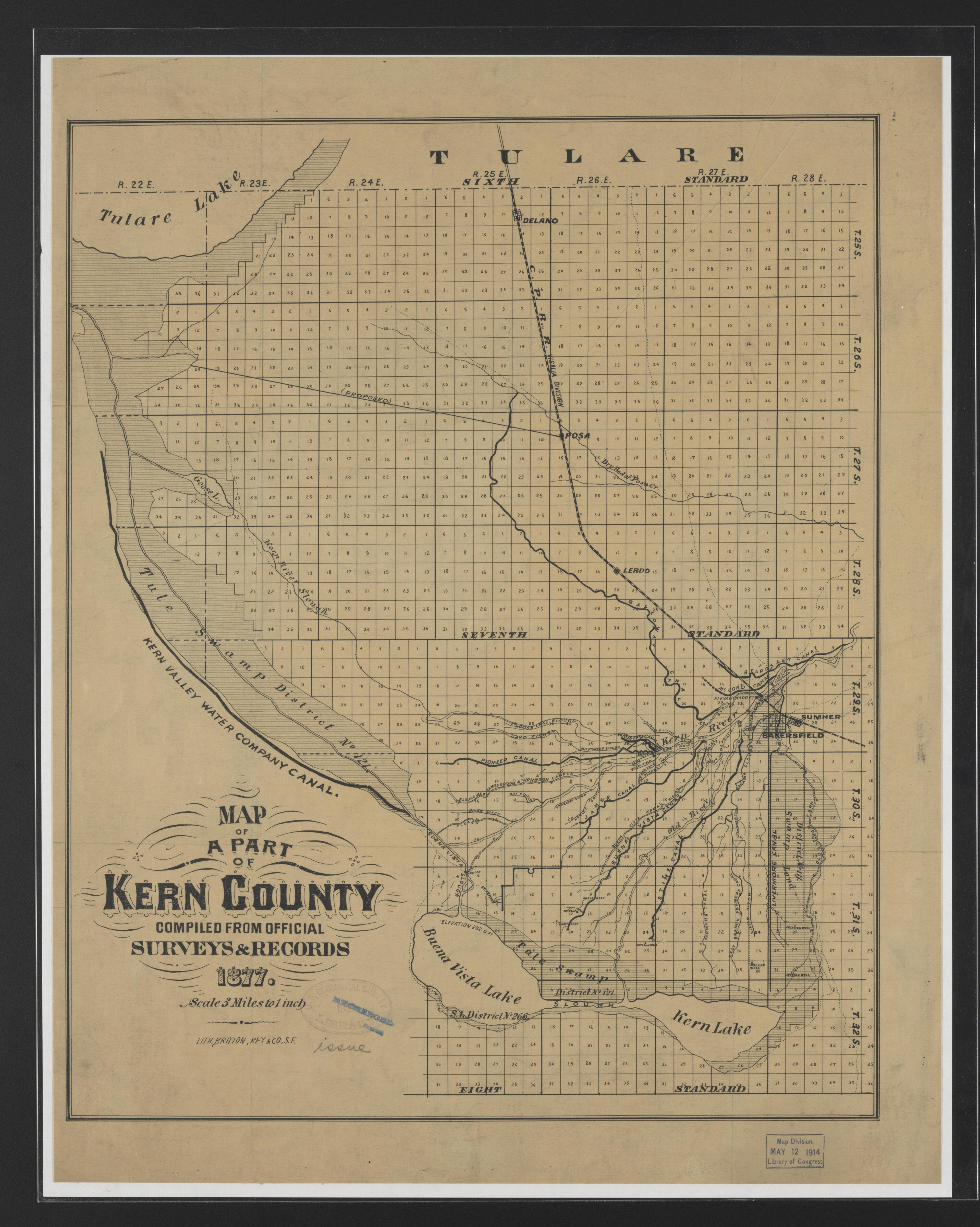 This old map of California, Inyo County, Kern County, was created by in 1866