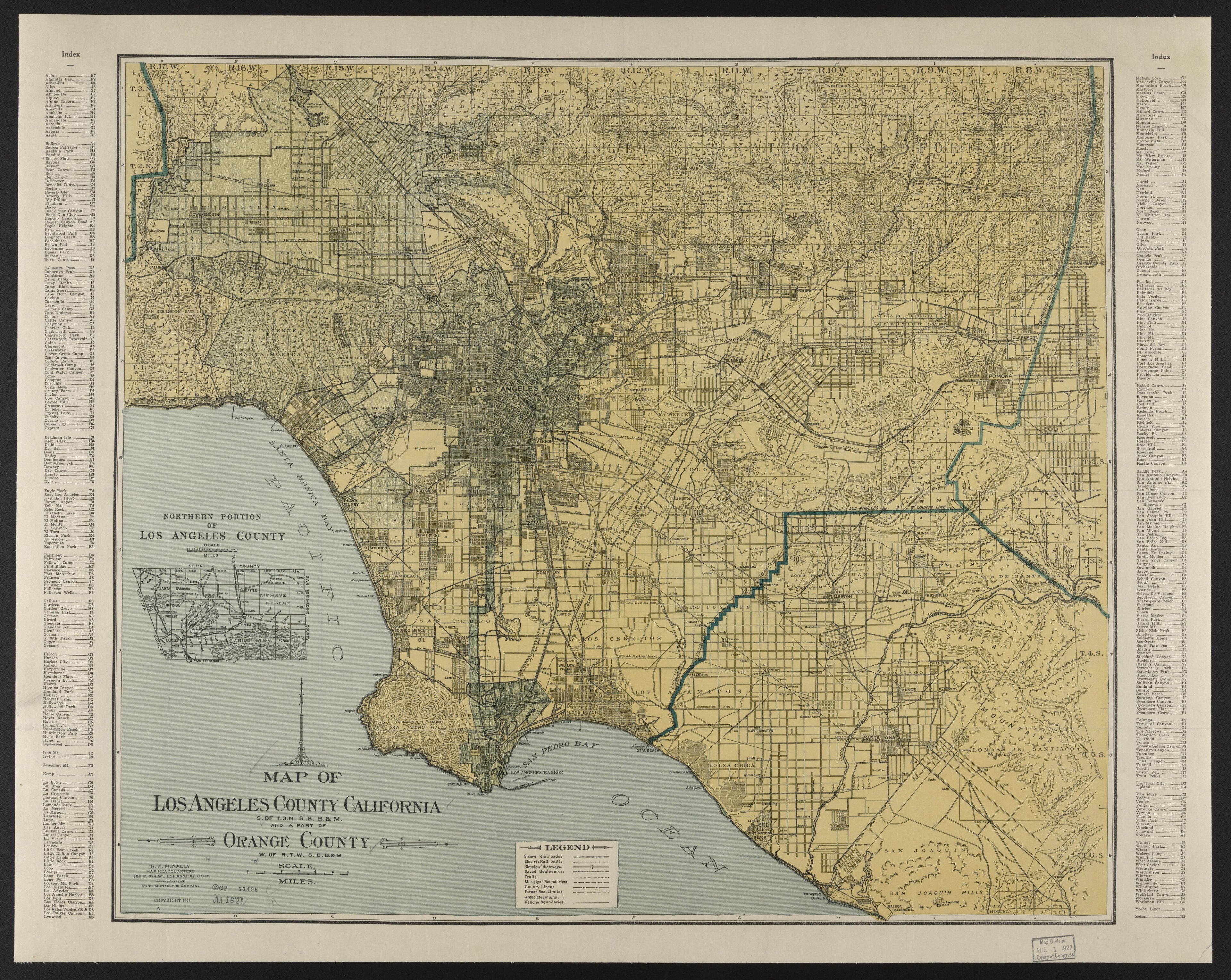 This old map of California, Los Angeles County, was created by in 1923