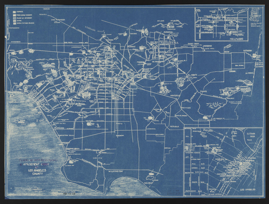 This old map of California, Los Angeles County, was created by in 1923
