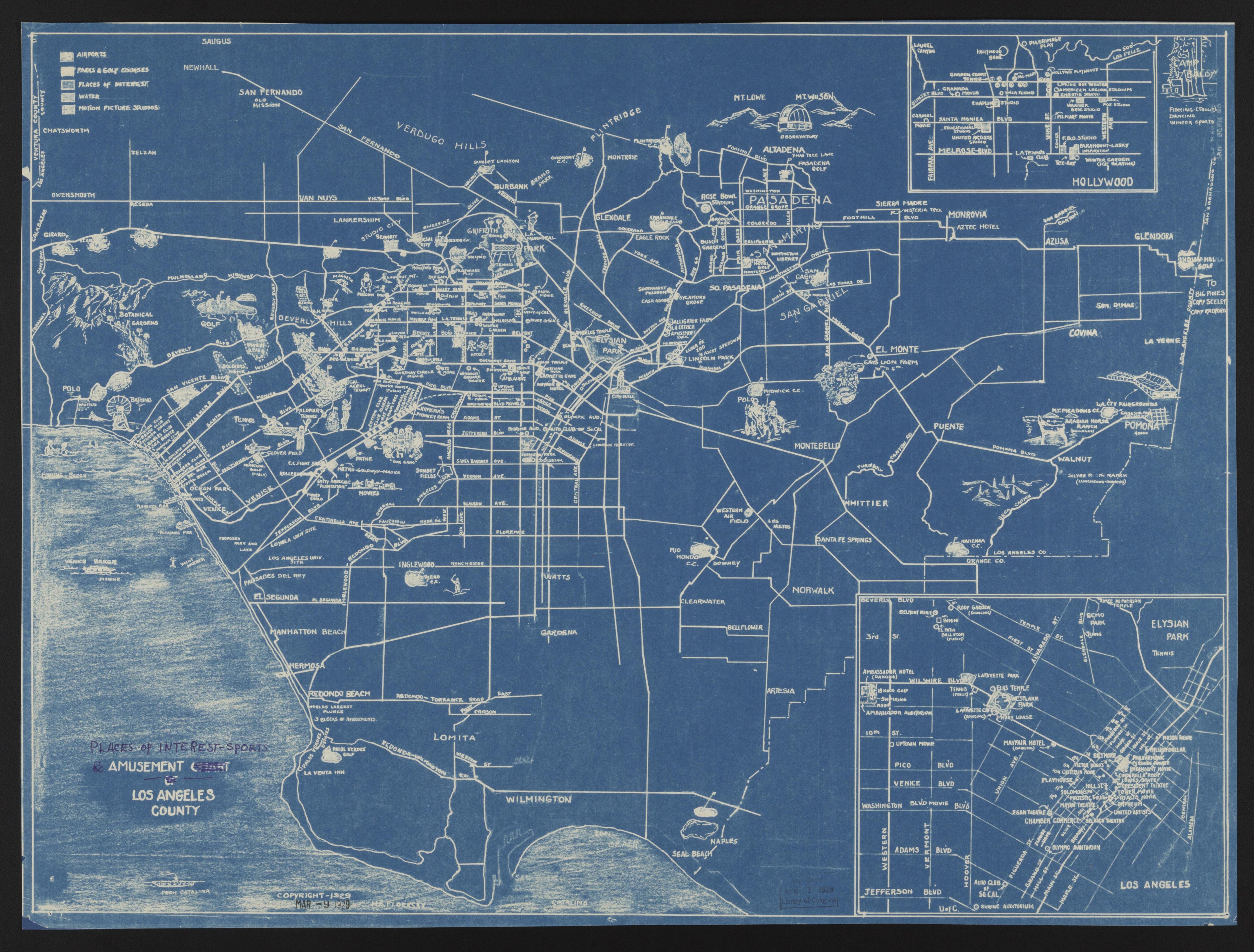 This old map of California, Los Angeles County, was created by in 1923
