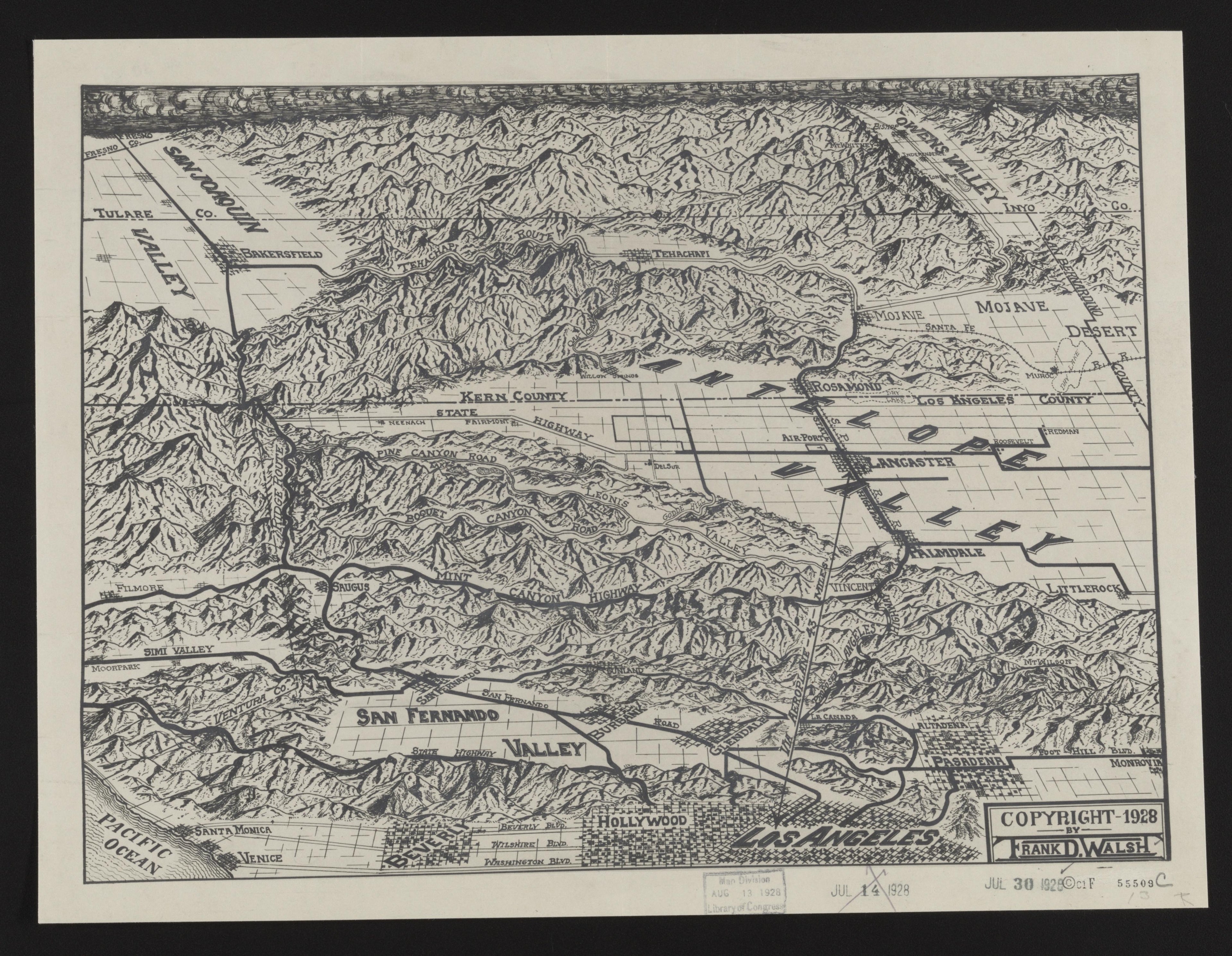 This old map of California, Los Angeles County, was created by in 1923