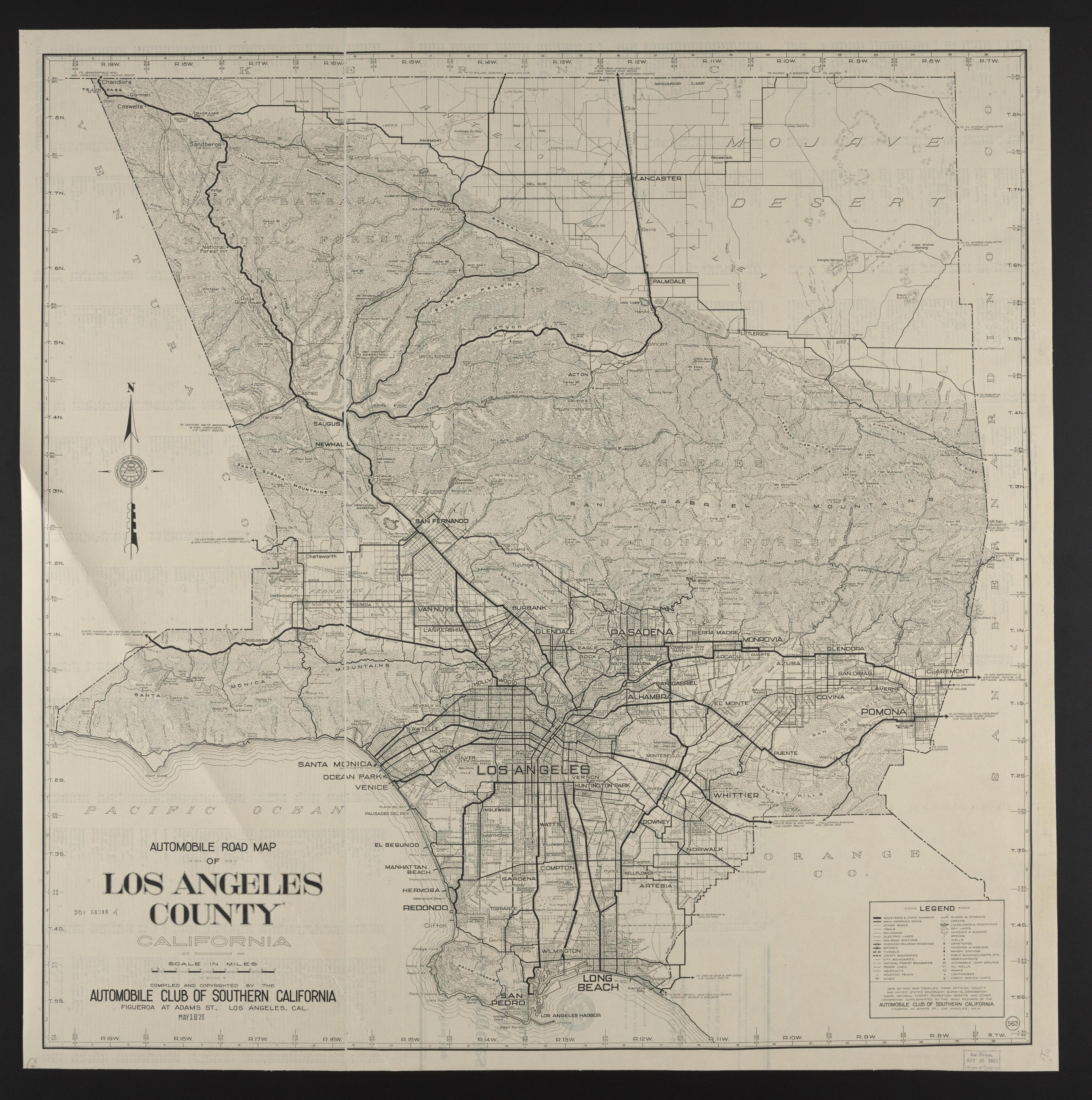 This old map of California, Los Angeles County, was created by in 1923