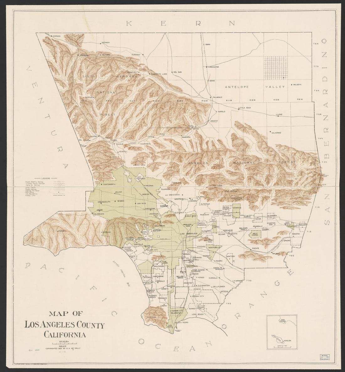 This old map of California, Los Angeles County, was created by in 1923