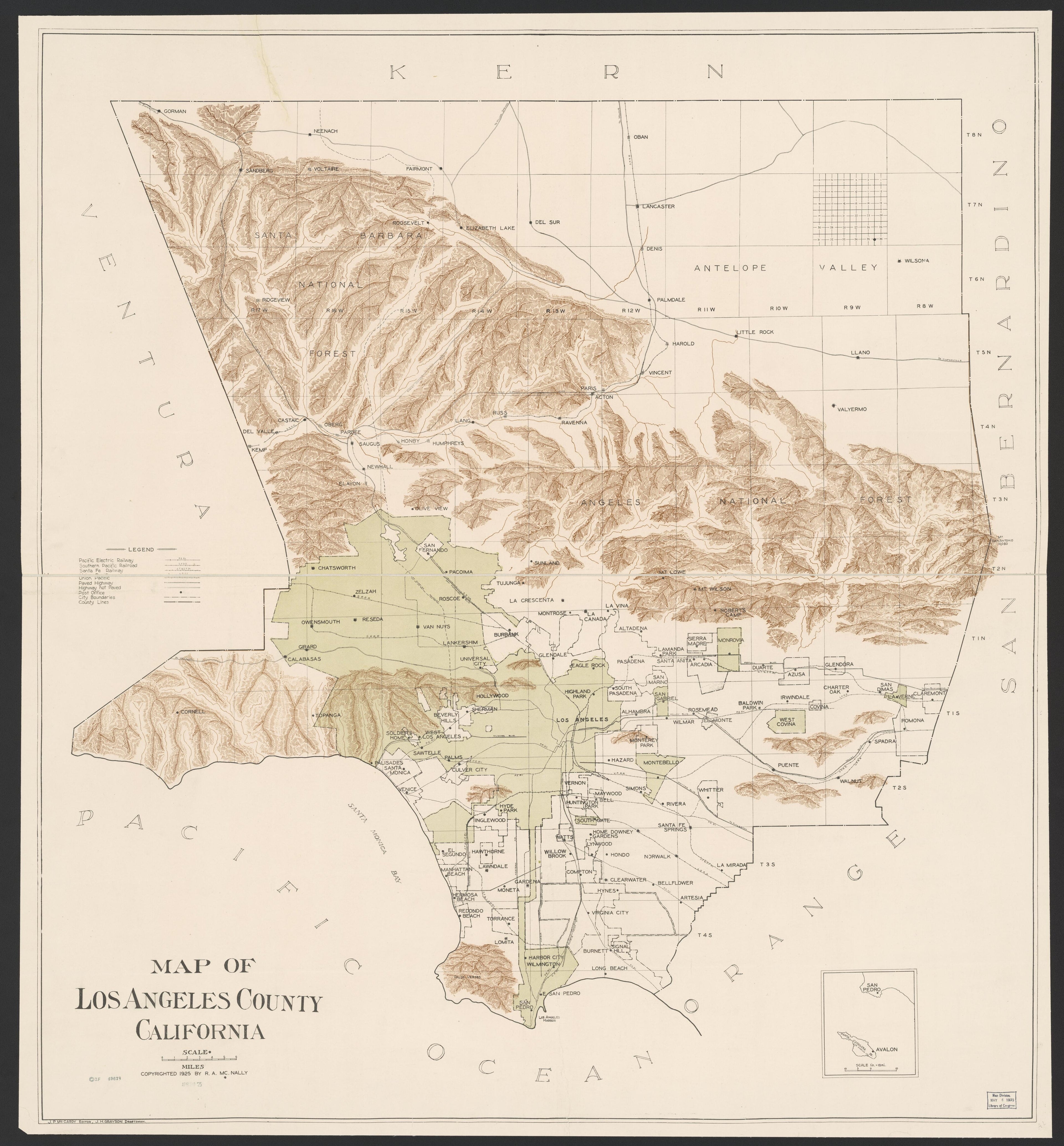 This old map of California, Los Angeles County, was created by in 1923
