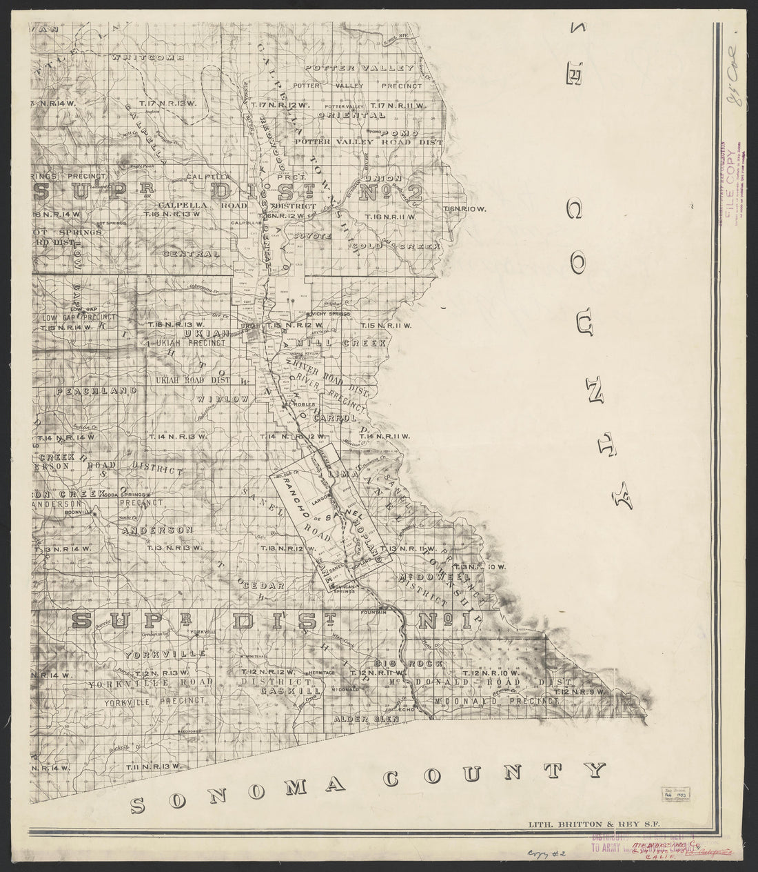 This old map of California, Mariposa County, Mendocino County, was created by in 1850