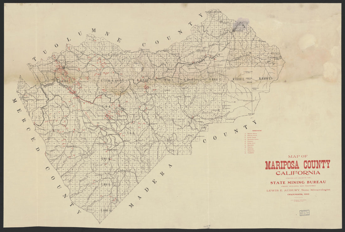 This old map of California, Mariposa County, Mendocino County, was created by in 1850