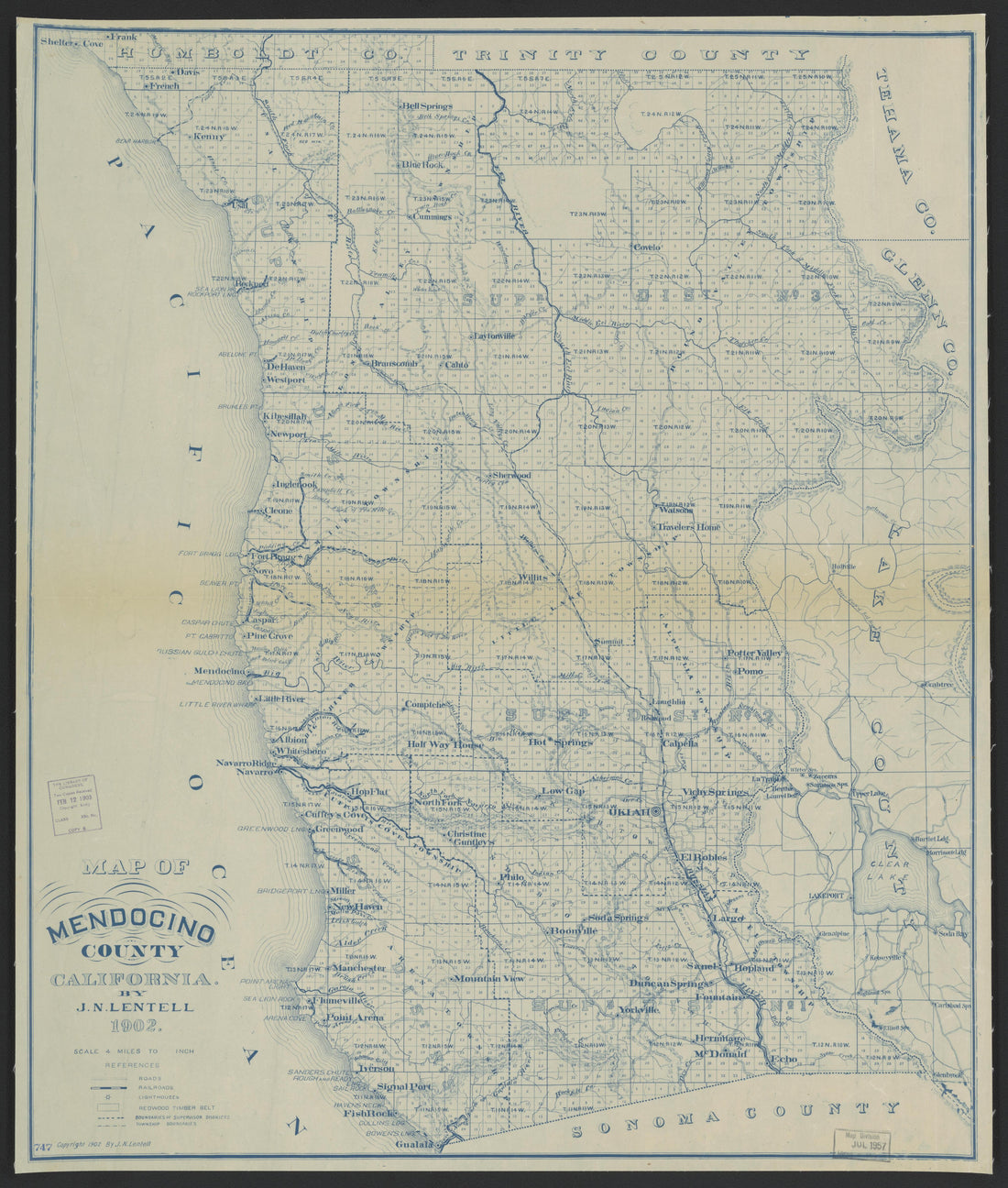 This old map of California, Mariposa County, Mendocino County, was created by in 1850