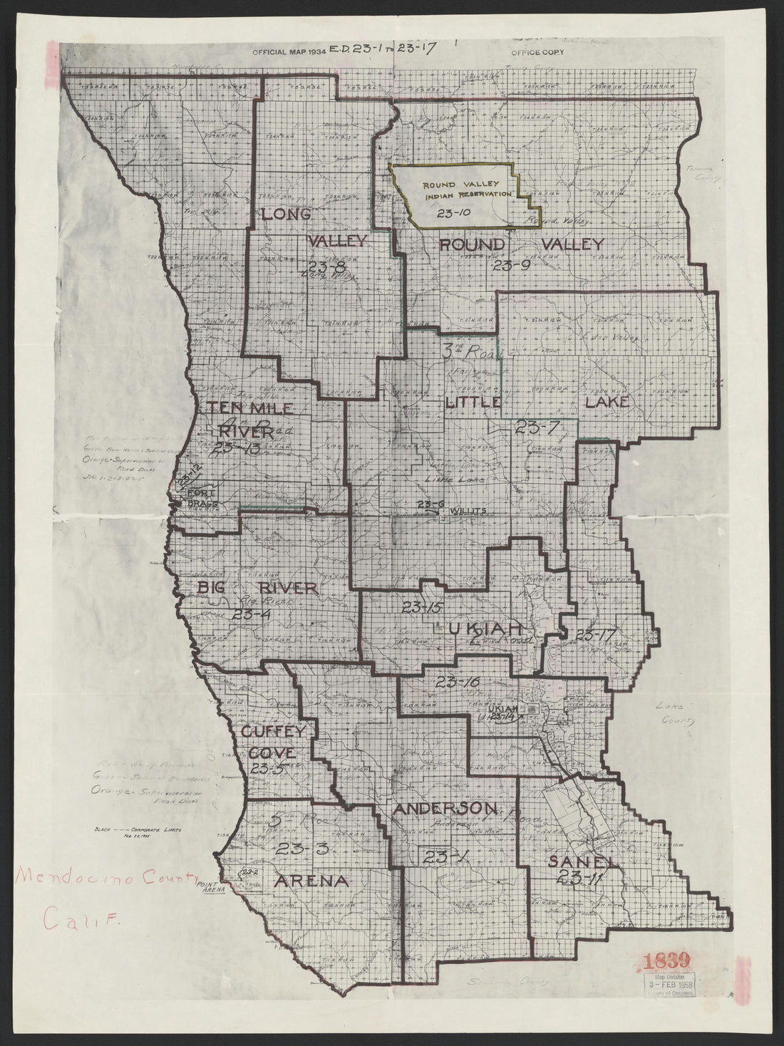 This old map of California, Mariposa County, Mendocino County, was created by in 1850