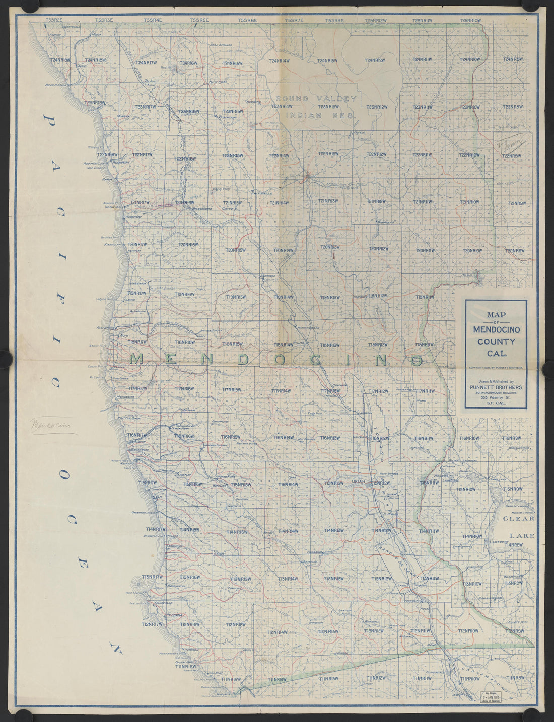 This old map of California, Mariposa County, Mendocino County, was created by in 1850