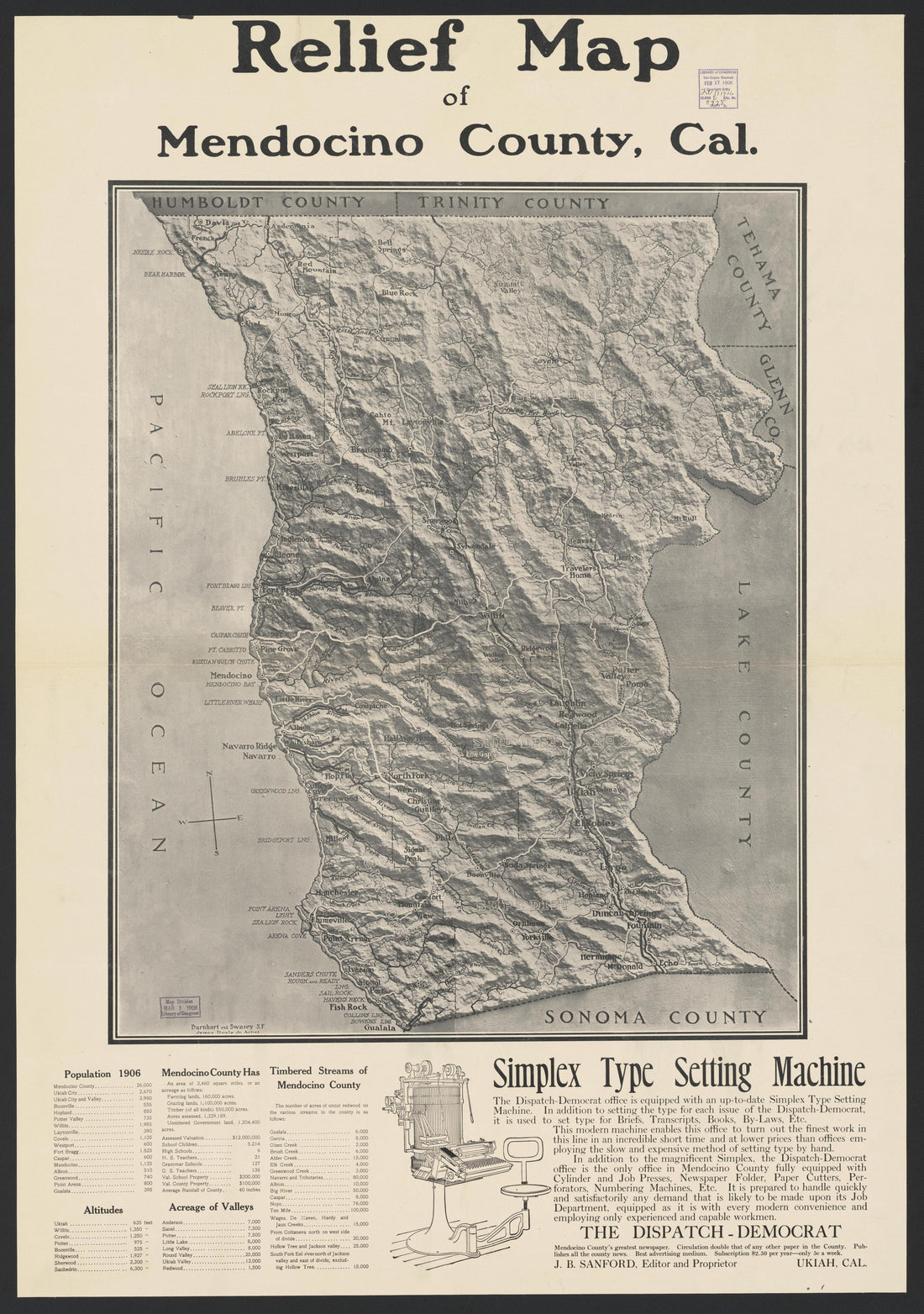 This old map of California, Mariposa County, Mendocino County, was created by in 1850