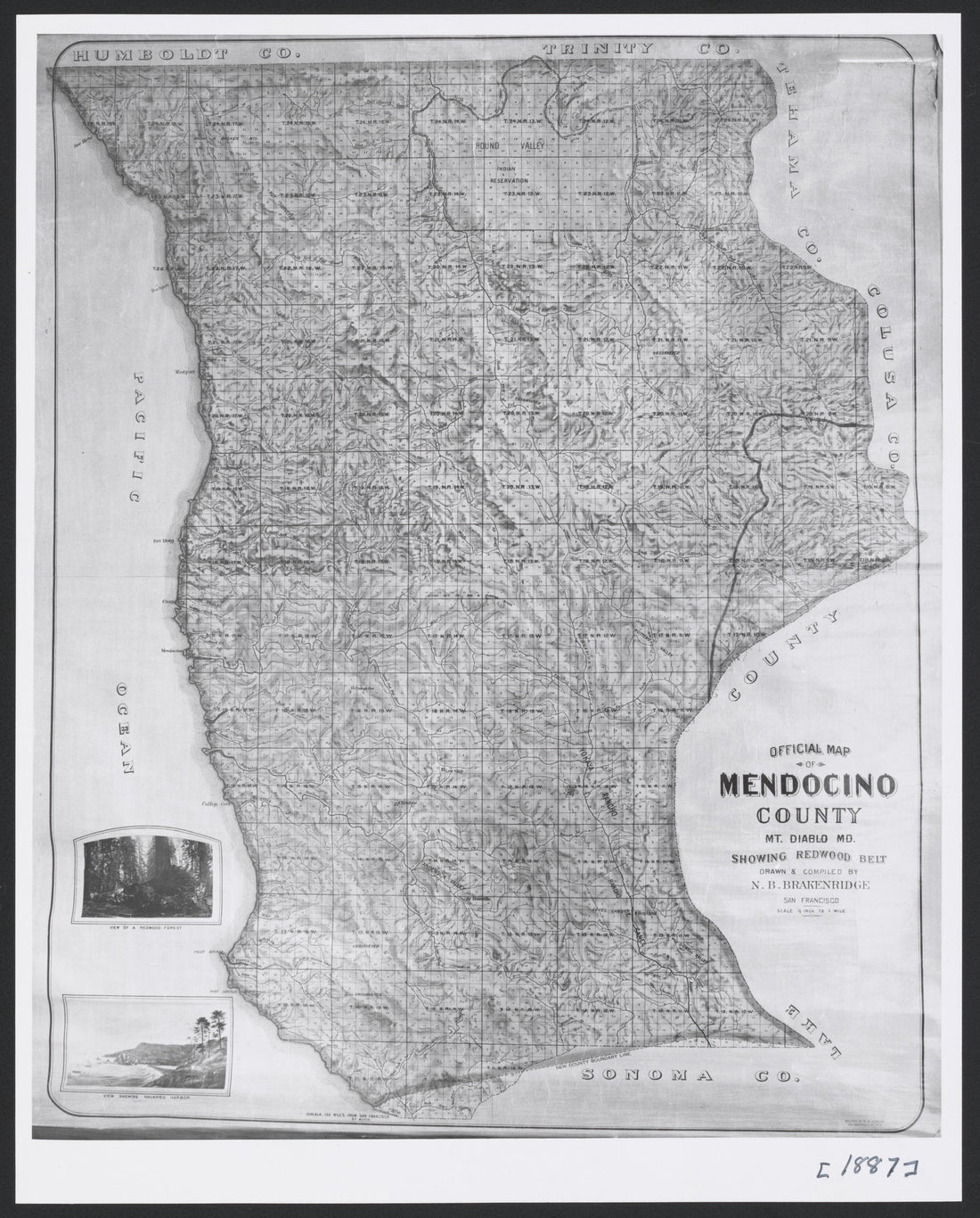This old map of California, Mariposa County, Mendocino County, was created by in 1850