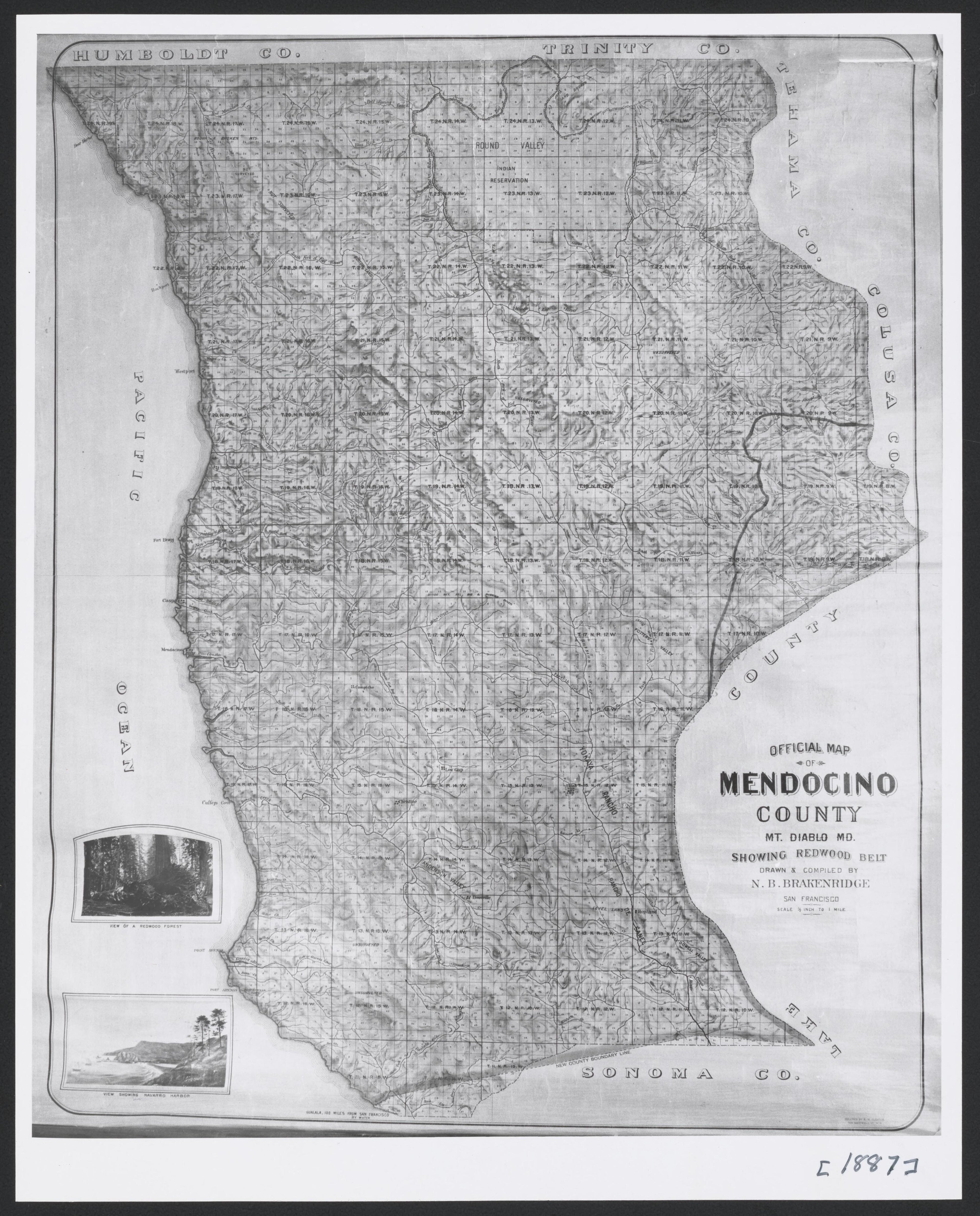 CA Drawer 163, Folder 11, Item 01 (Front) from Maps of California--counties Mariposa-Mendocino to 1937 1850 by Relic Map Company