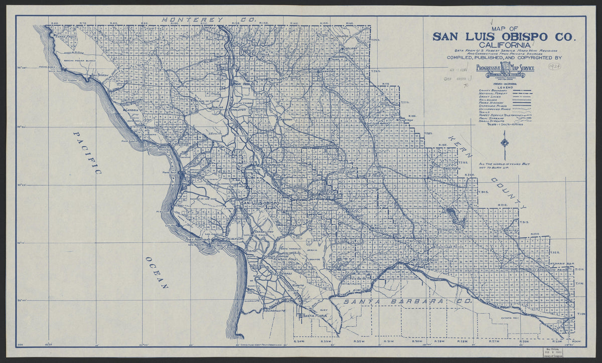 CA Drawer 190, Folder 12, Item 01 from Maps of California--counties San Luis Obispo to 1938 1850 by Relic Map Company