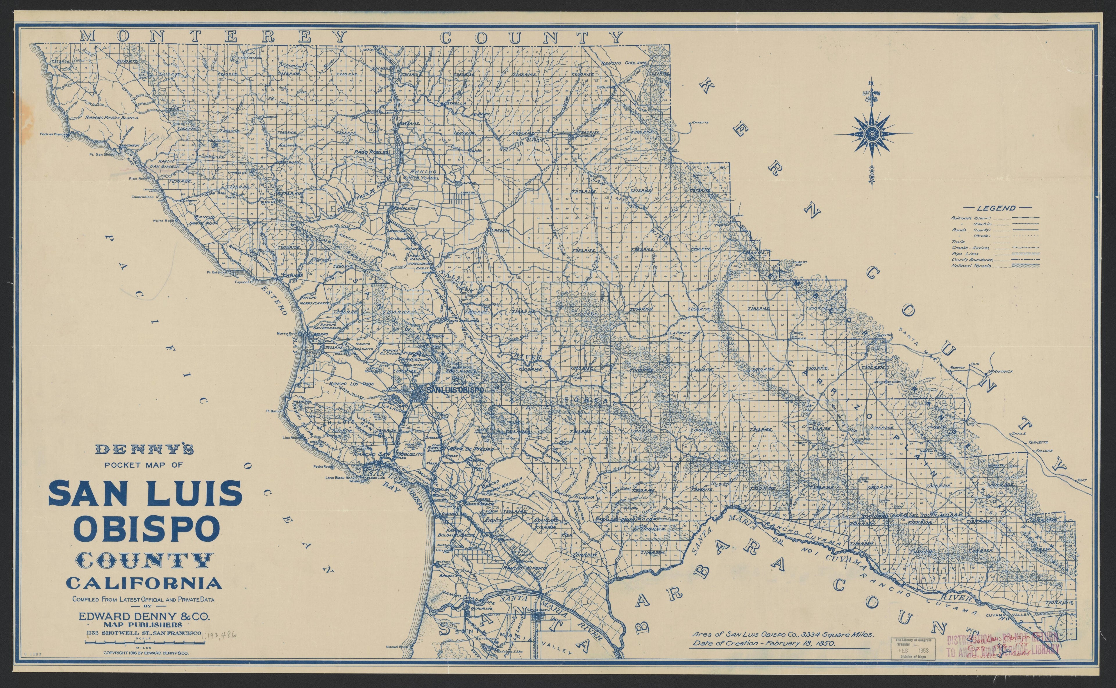 This old map of California, San Luis Obispo County, was created by in 1850