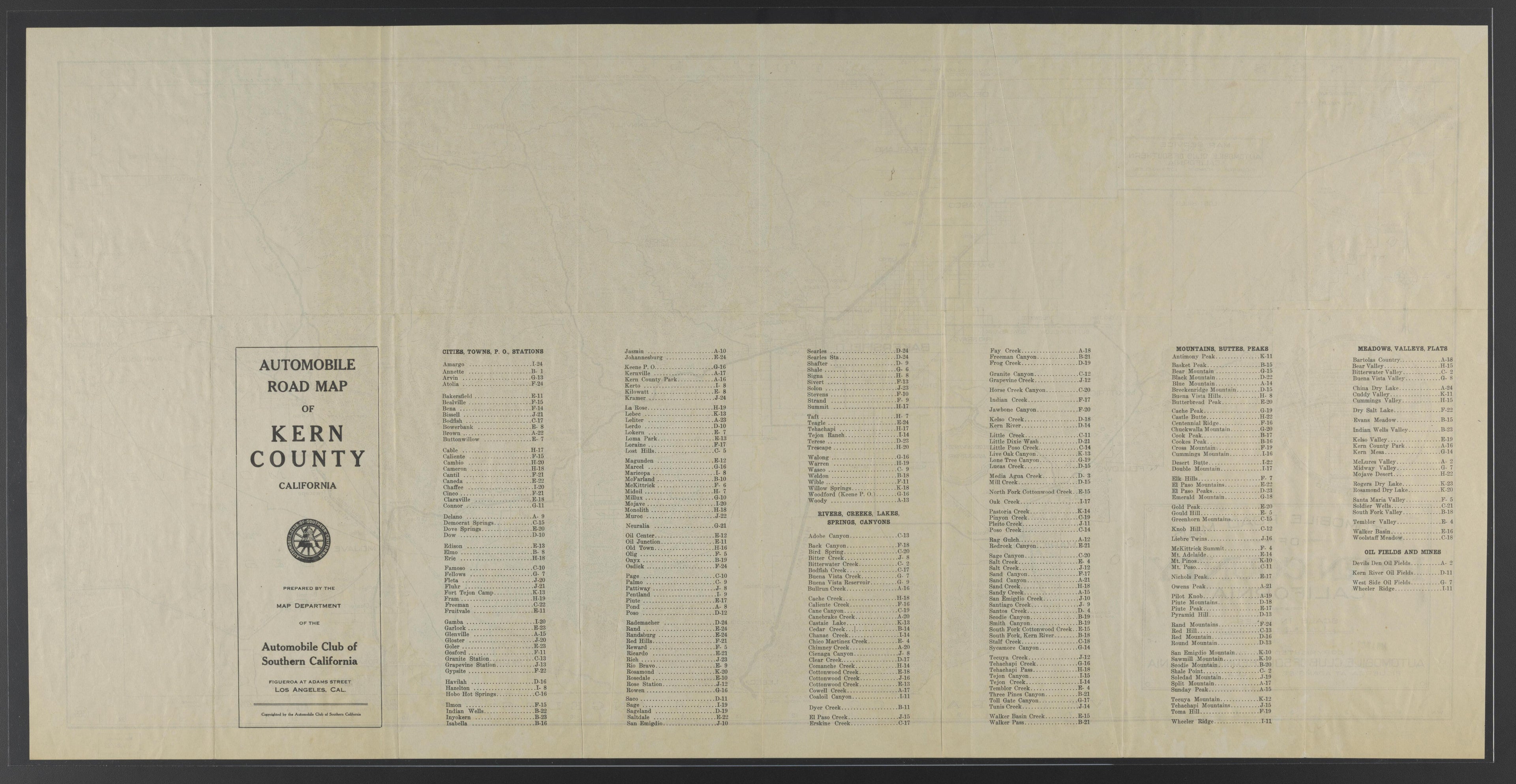 CA Drawer 145, Folder 17, Item 01 (Back) from Maps of California--counties Kern 1902-1937 by Relic Map Company