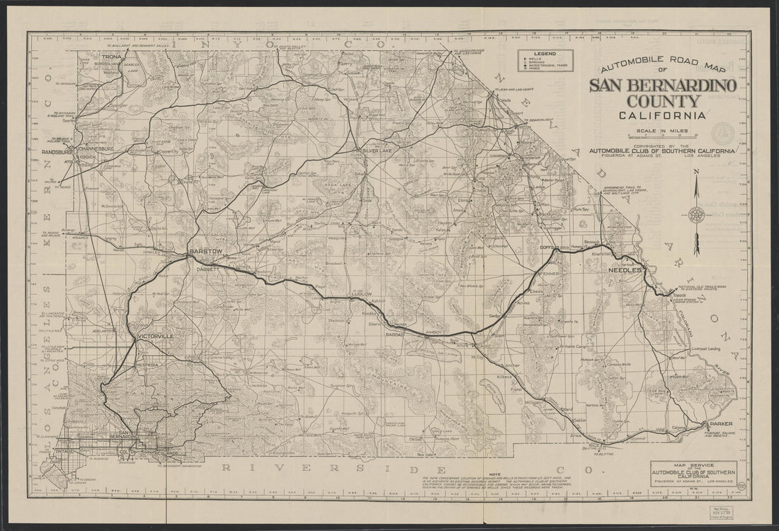 This old map of California, San Bernardino County, was created by in 1853