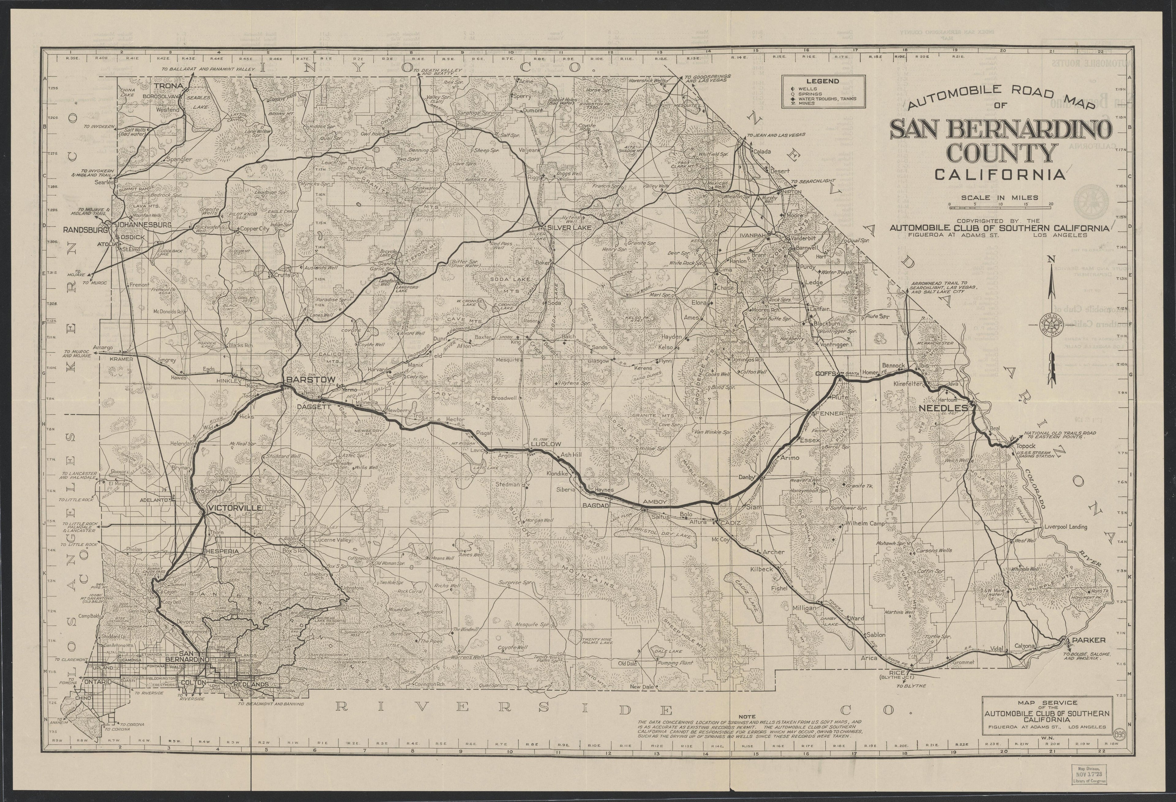 CA Drawer 181, Folder 13, Item 01 (Front) from Maps of California--counties San Bernardino to 1937 1853 by Relic Map Company
