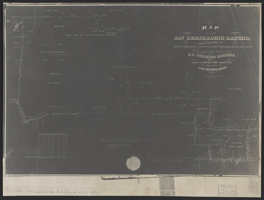 This old map of California, San Bernardino County, was created by in 1853