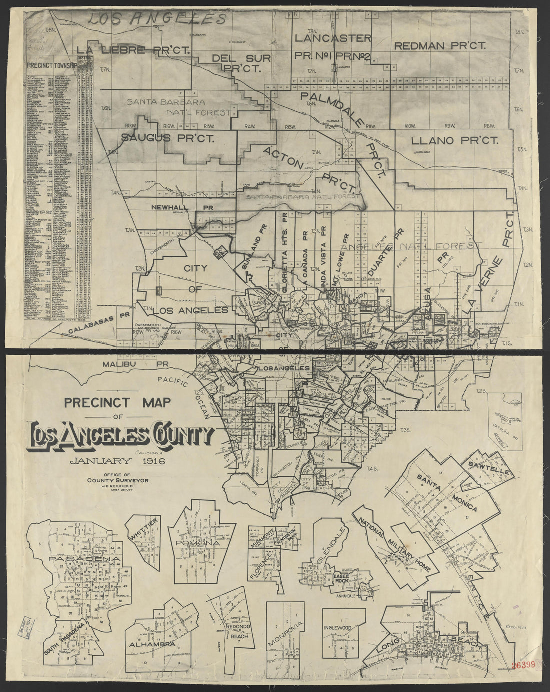 This old map of California, Los Angeles County, was created by in 1911