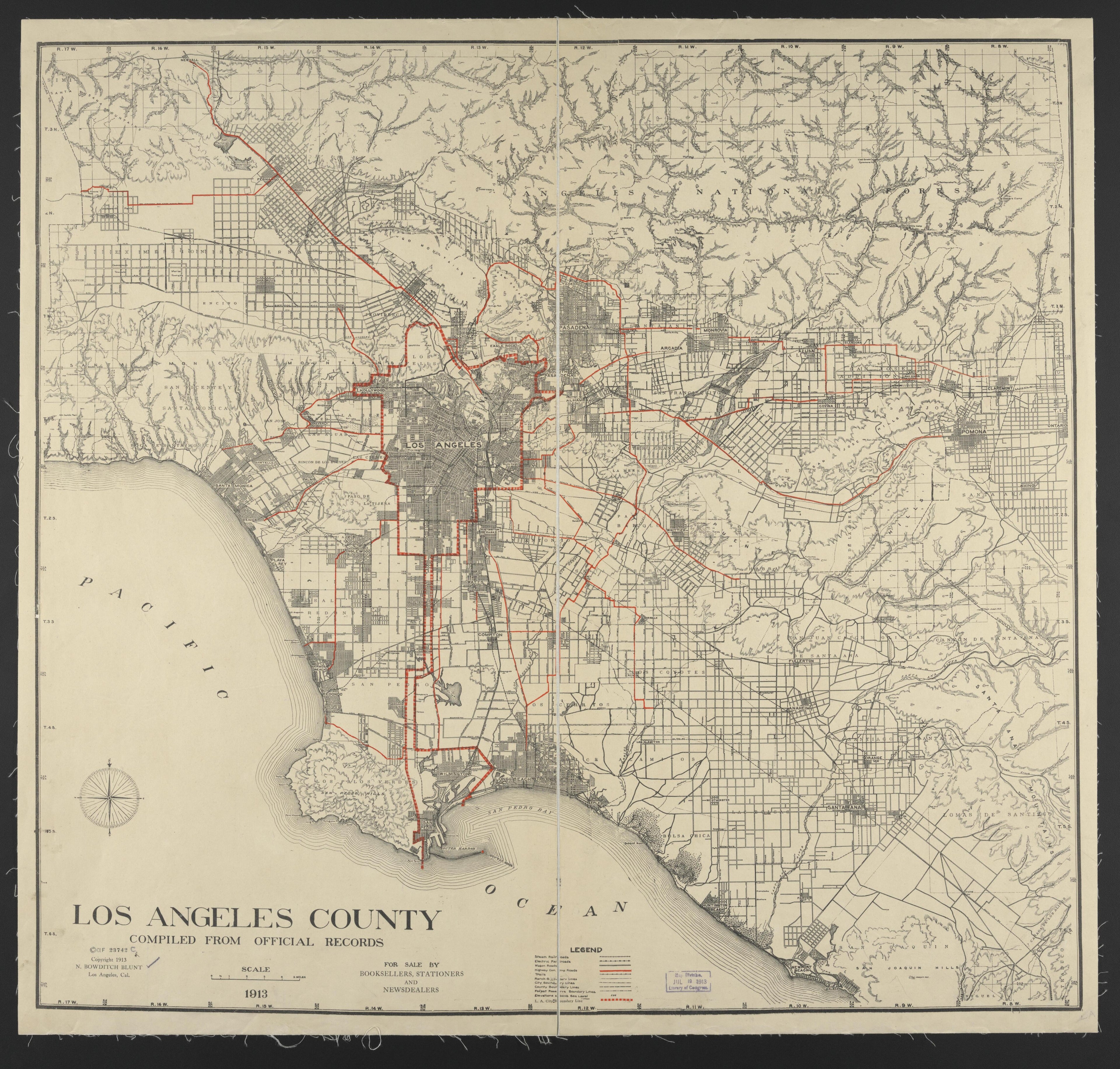 This old map of California, Los Angeles County, was created by in 1911