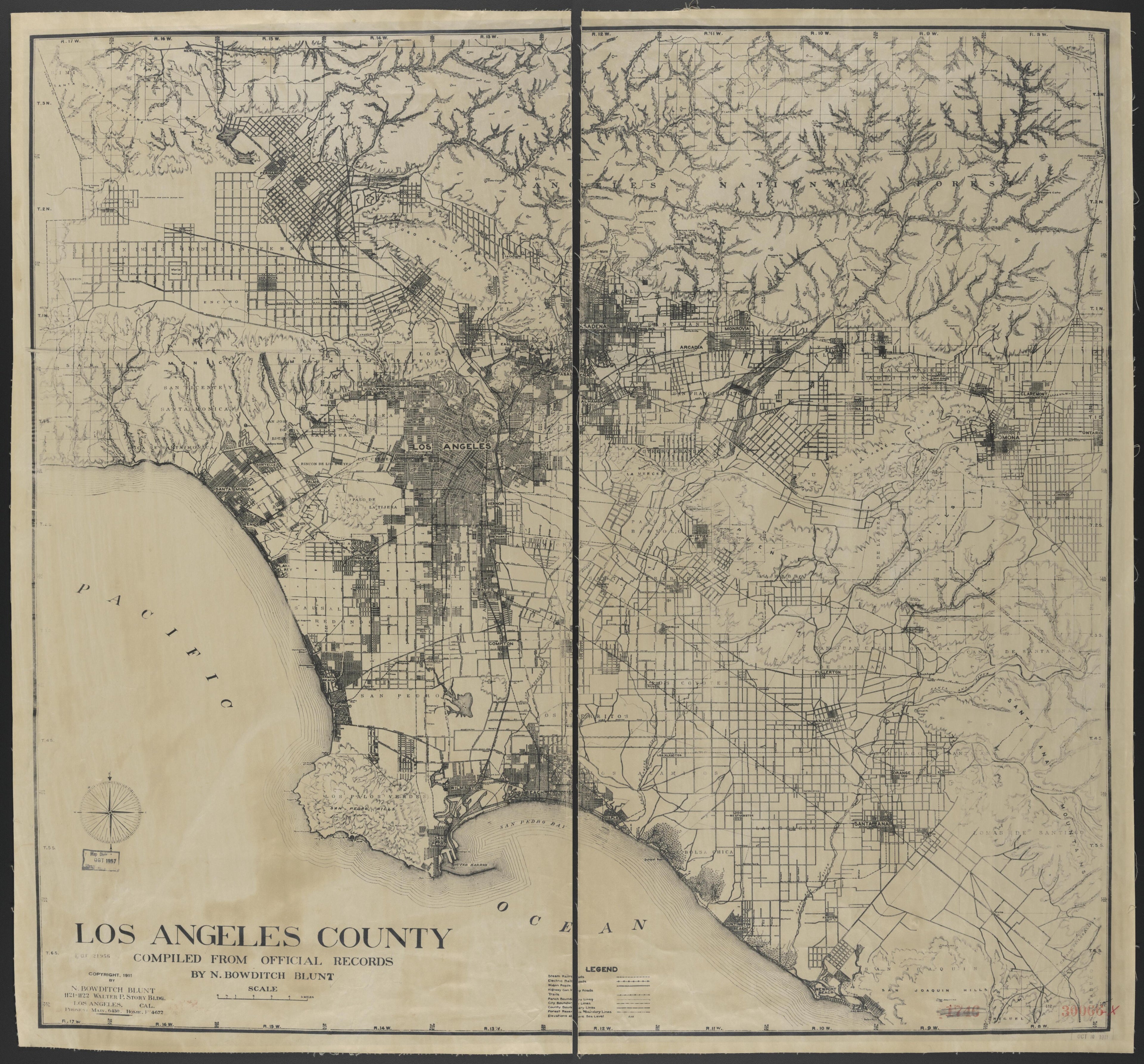 This old map of California, Los Angeles County, was created by in 1911