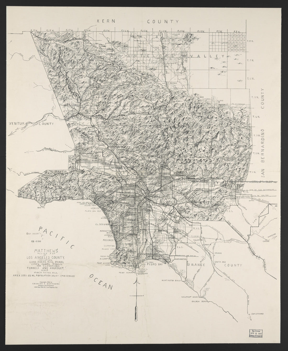 This old map of California, Los Angeles County, was created by in 1911