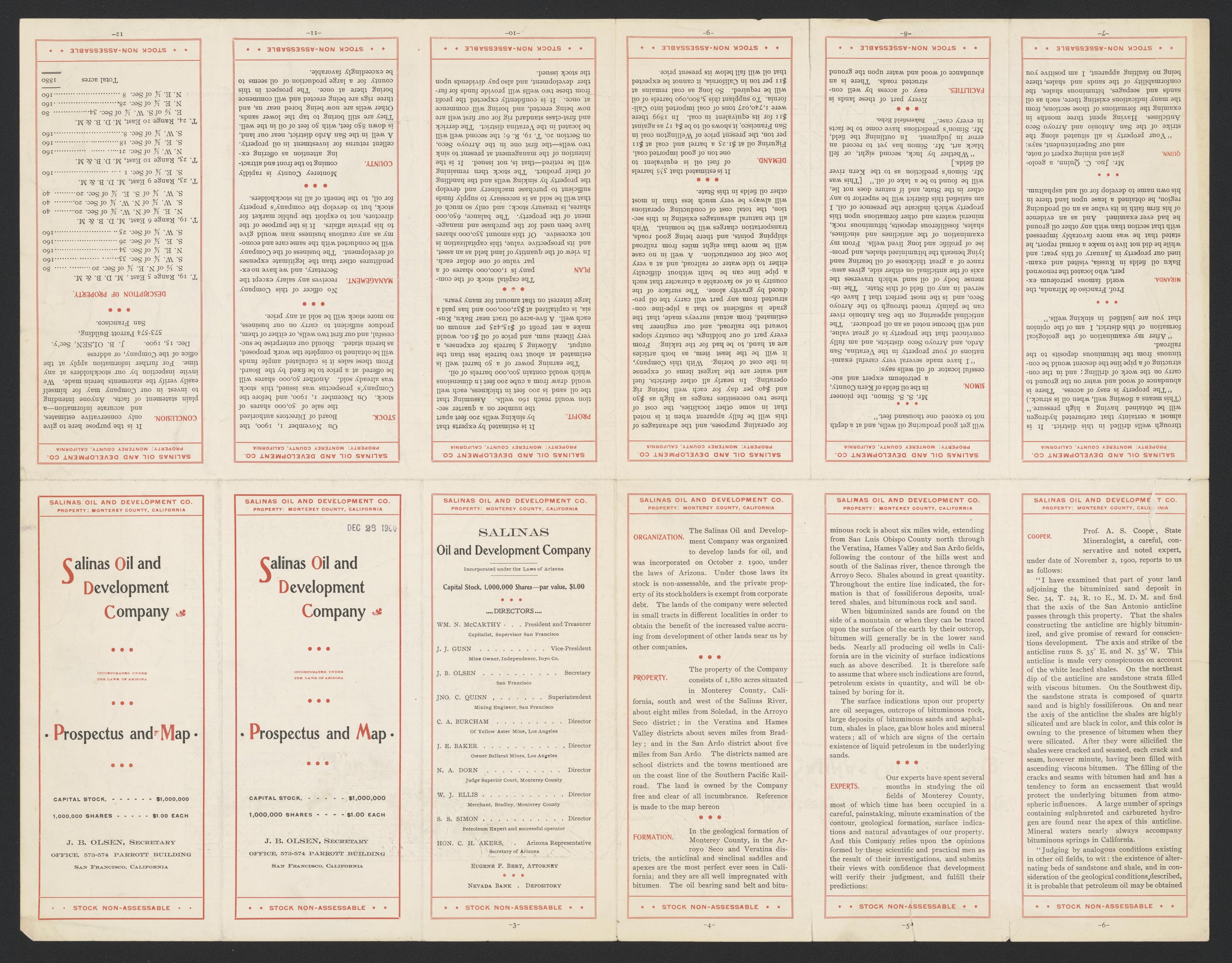 CA Drawer 168, Folder 04, Item 01 (Back) from Maps of California--counties Monterrey 1850-1937 by Relic Map Company