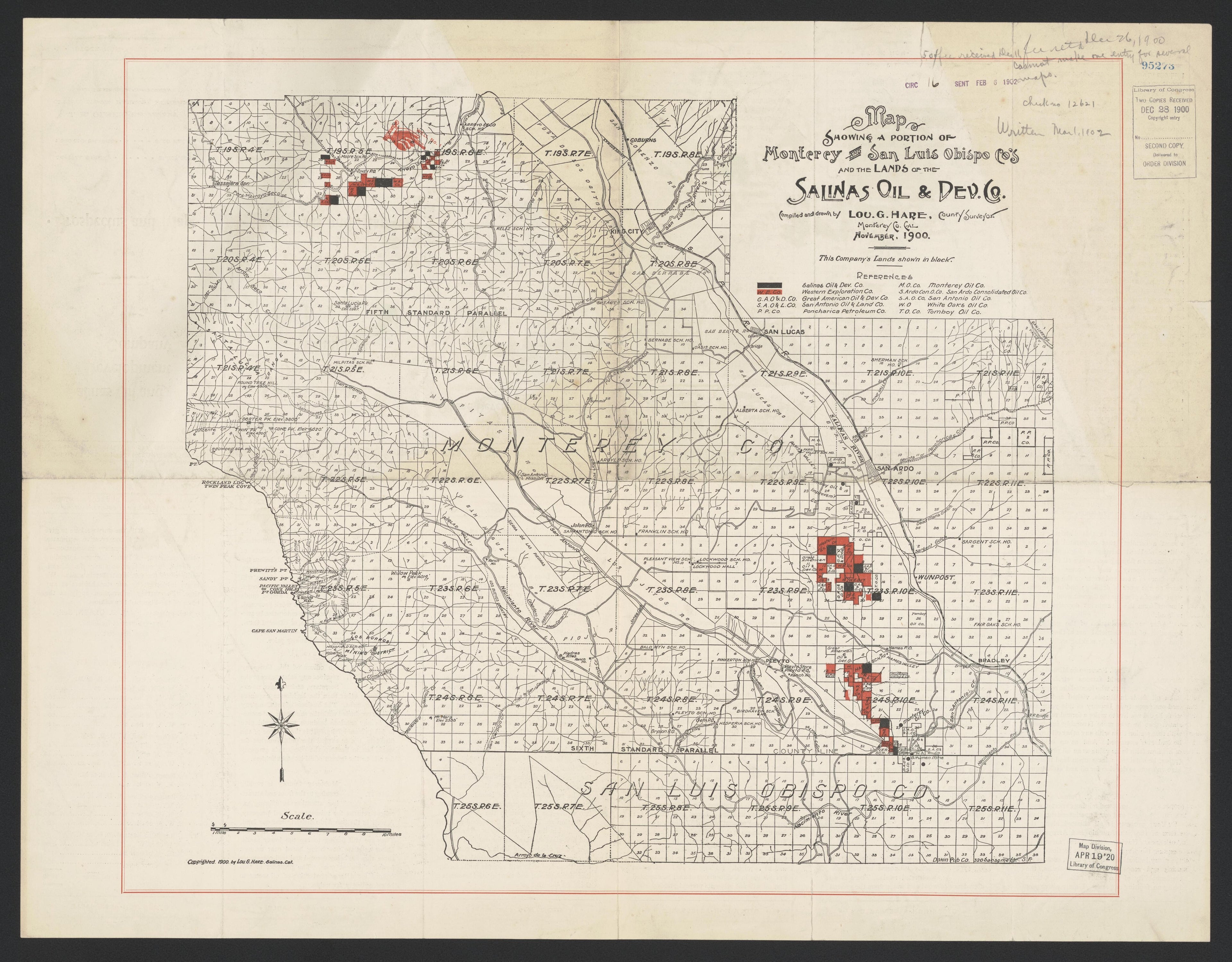 CA Drawer 168, Folder 04, Item 02 (Front) from Maps of California--counties Monterrey 1850-1937 by Relic Map Company
