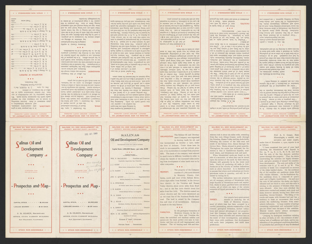 CA Drawer 168, Folder 04, Item 02 (Back) from Maps of California--counties Monterrey 1850-1937 by Relic Map Company