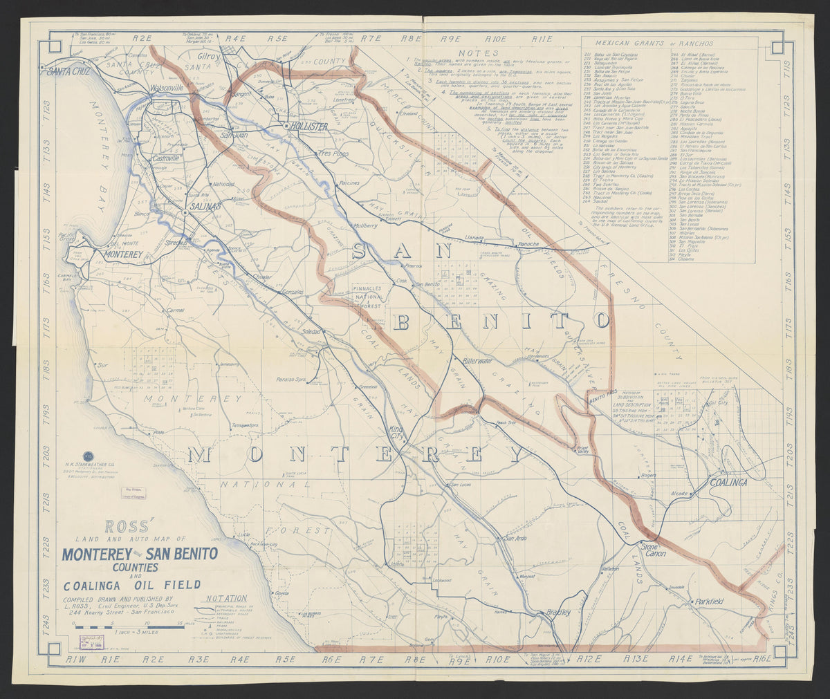 CA Drawer 168, Folder 08, Item 01 (Front) from Maps of California--counties Monterrey 1850-1937 by Relic Map Company