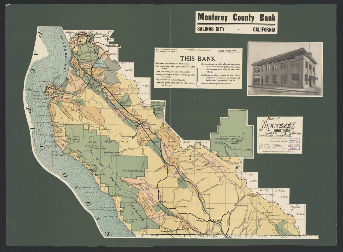 CA Drawer 168, Folder 07, Item 01 from Maps of California--counties Monterrey 1850-1937 by Relic Map Company