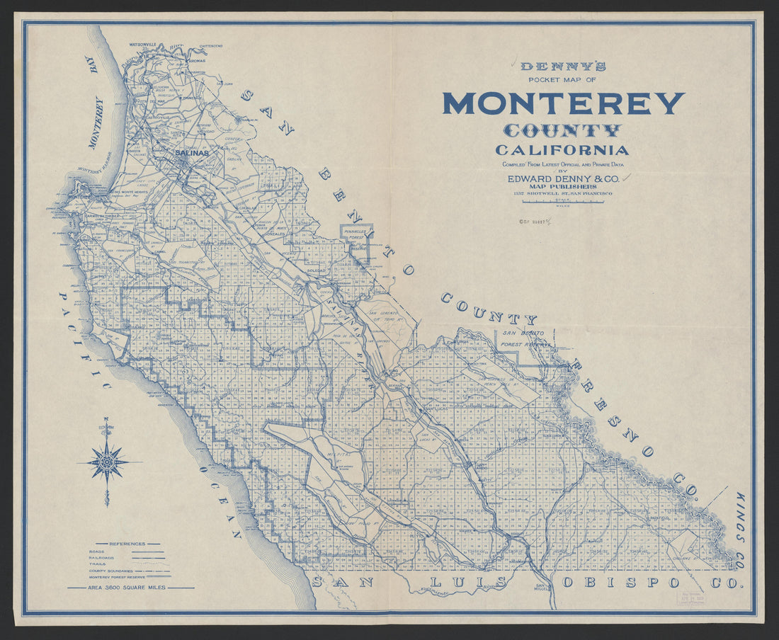 This old map of California, Monterrey County, was created by in 1850