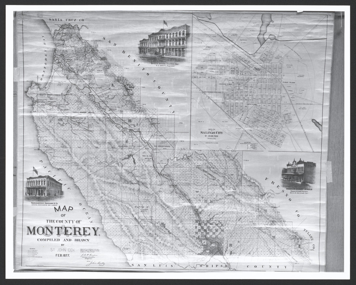 CA Drawer 168, Folder 01, Item 01 (Front) from Maps of California--counties Monterrey 1850-1937 by Relic Map Company