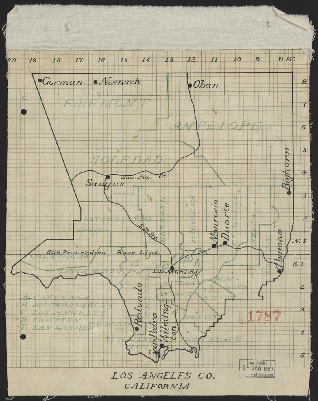 This old map of California, Los Angeles County, was created by in 1850