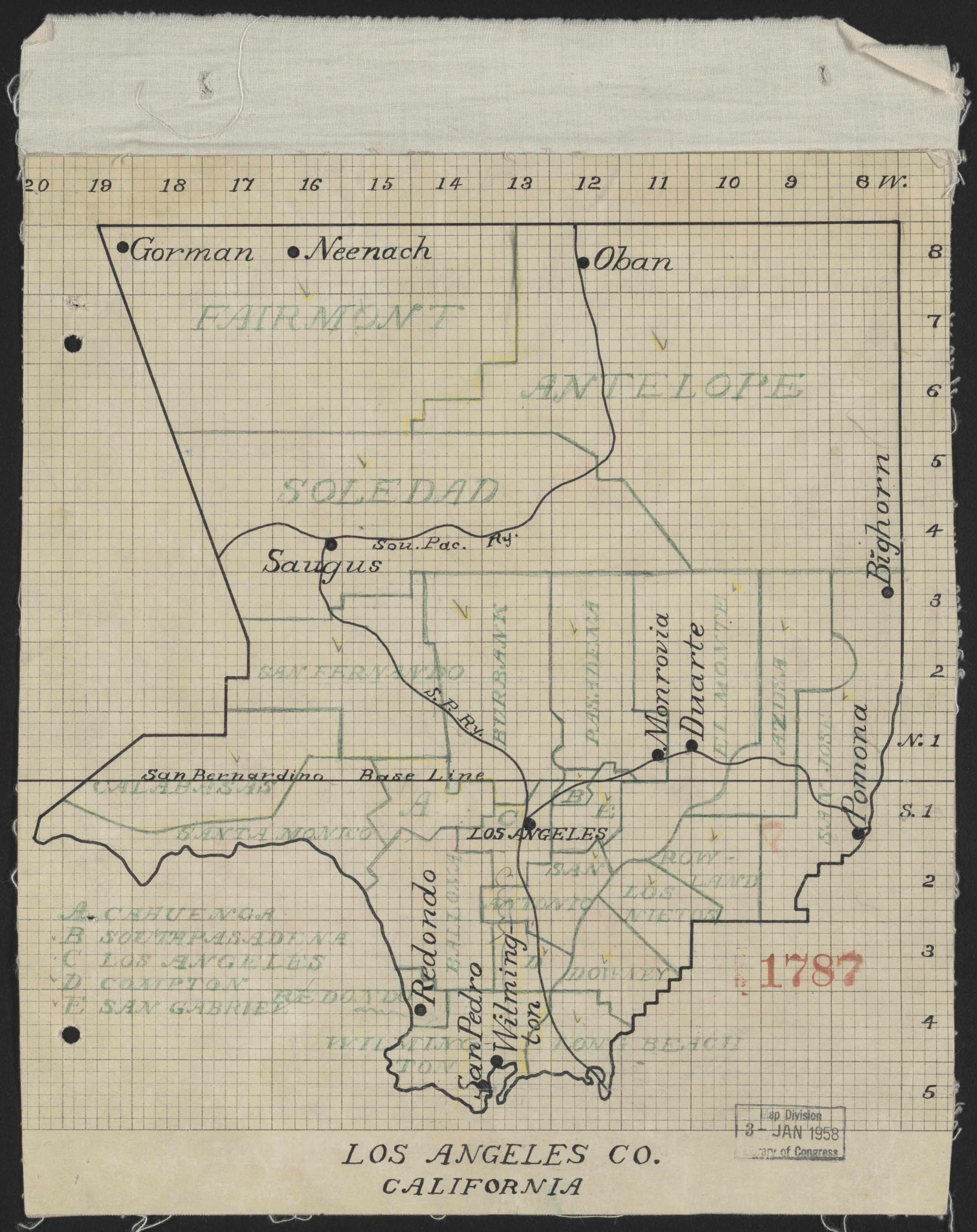 This old map of California, Los Angeles County, was created by in 1850