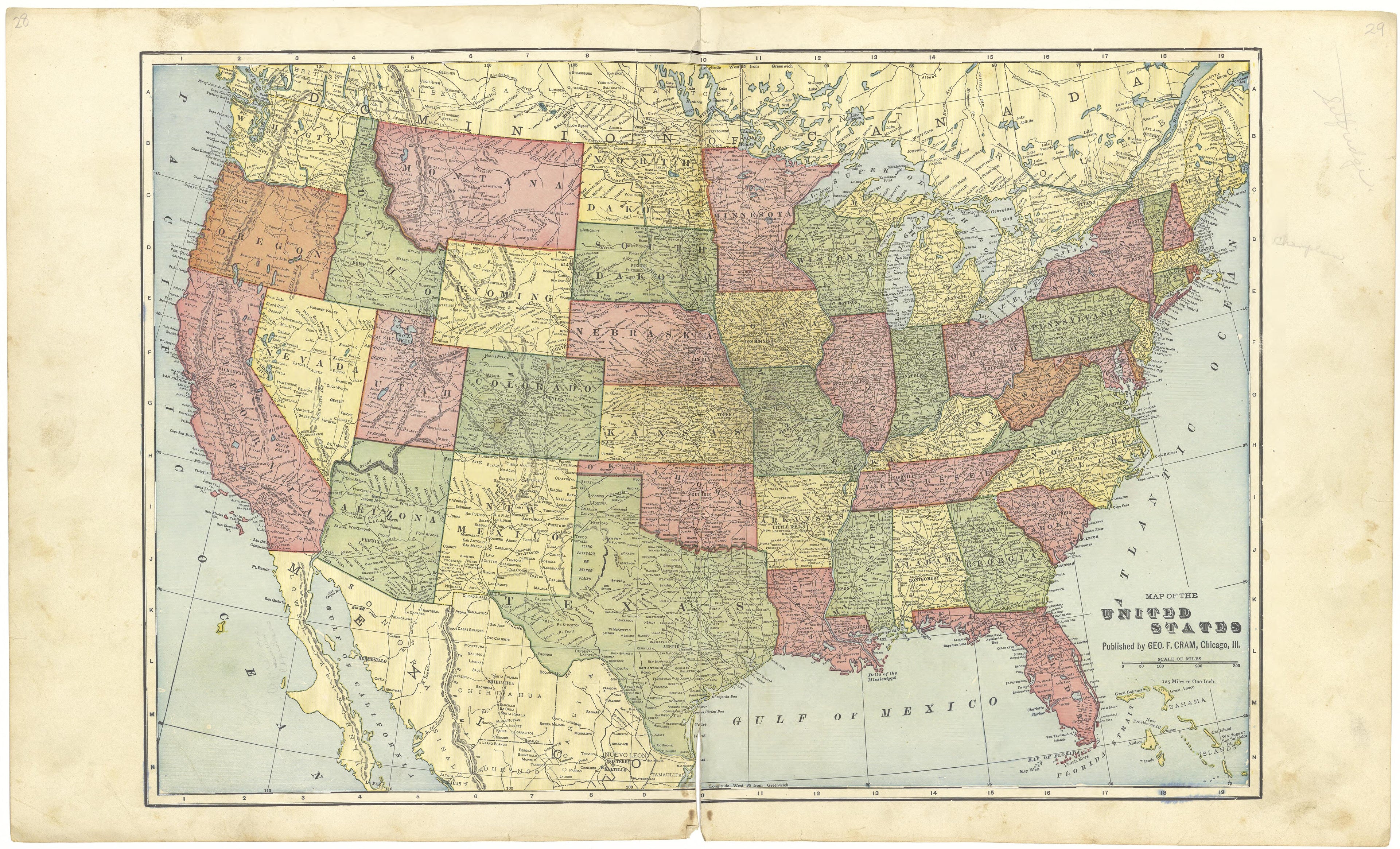 Map of the United States from Standard Atlas of Seward County, Nebraska : Including a Plat Book of the Villages, Cities and Townships of the County, Map of the State, United States and World, Patrons Directory, Reference Business … 1908 by Relic Map Company