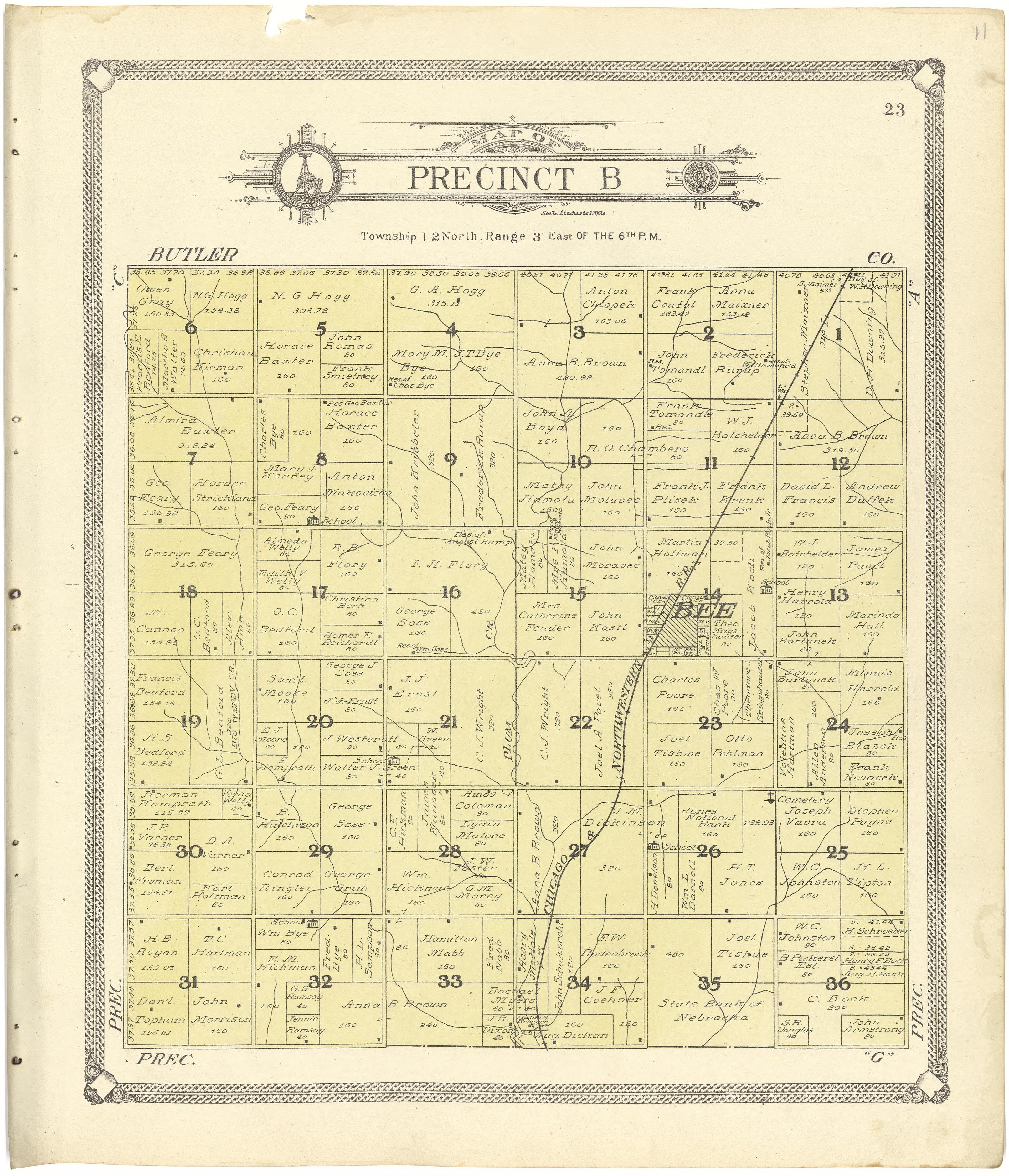 Map of Precinct B from Standard Atlas of Seward County, Nebraska : Including a Plat Book of the Villages, Cities and Townships of the County, Map of the State, United States and World, Patrons Directory, Reference Business … 1908 by Relic Map Company