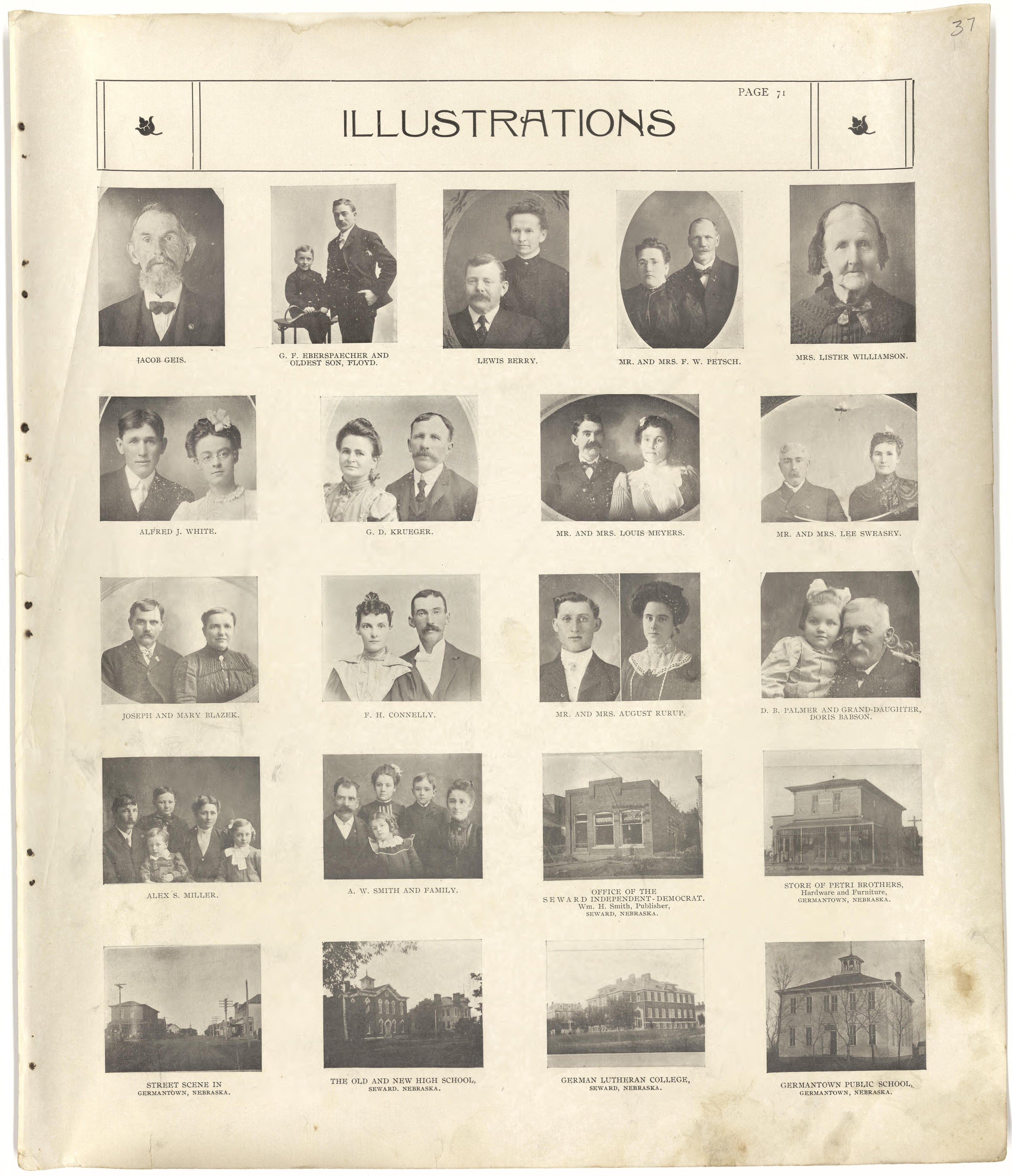 Illustrations from Standard Atlas of Seward County, Nebraska : Including a Plat Book of the Villages, Cities and Townships of the County, Map of the State, United States and World, Patrons Directory, Reference Business … 1908 by Relic Map Company