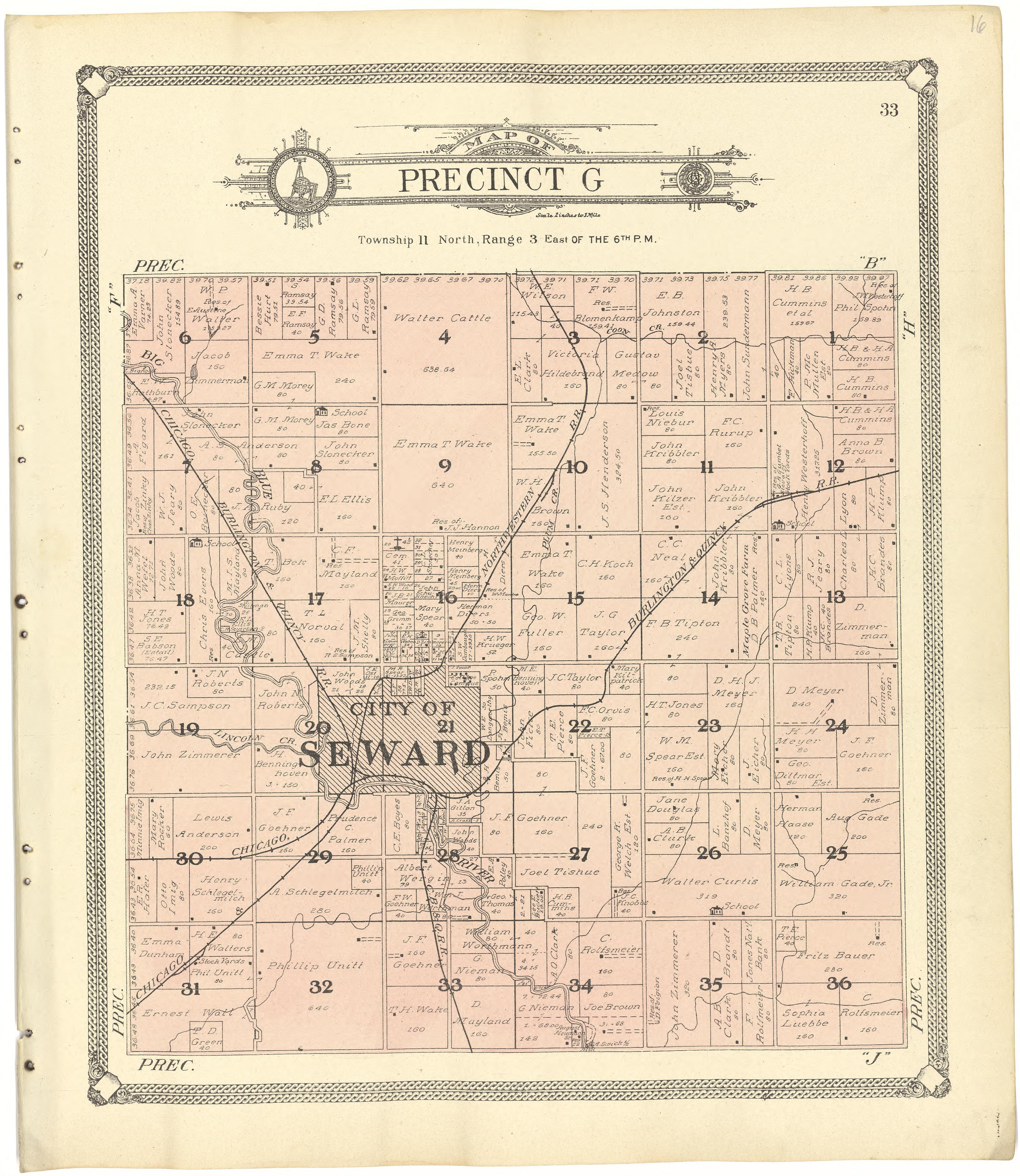Map of Precinct G from Standard Atlas of Seward County, Nebraska : Including a Plat Book of the Villages, Cities and Townships of the County, Map of the State, United States and World, Patrons Directory, Reference Business … 1908 by Relic Map Company