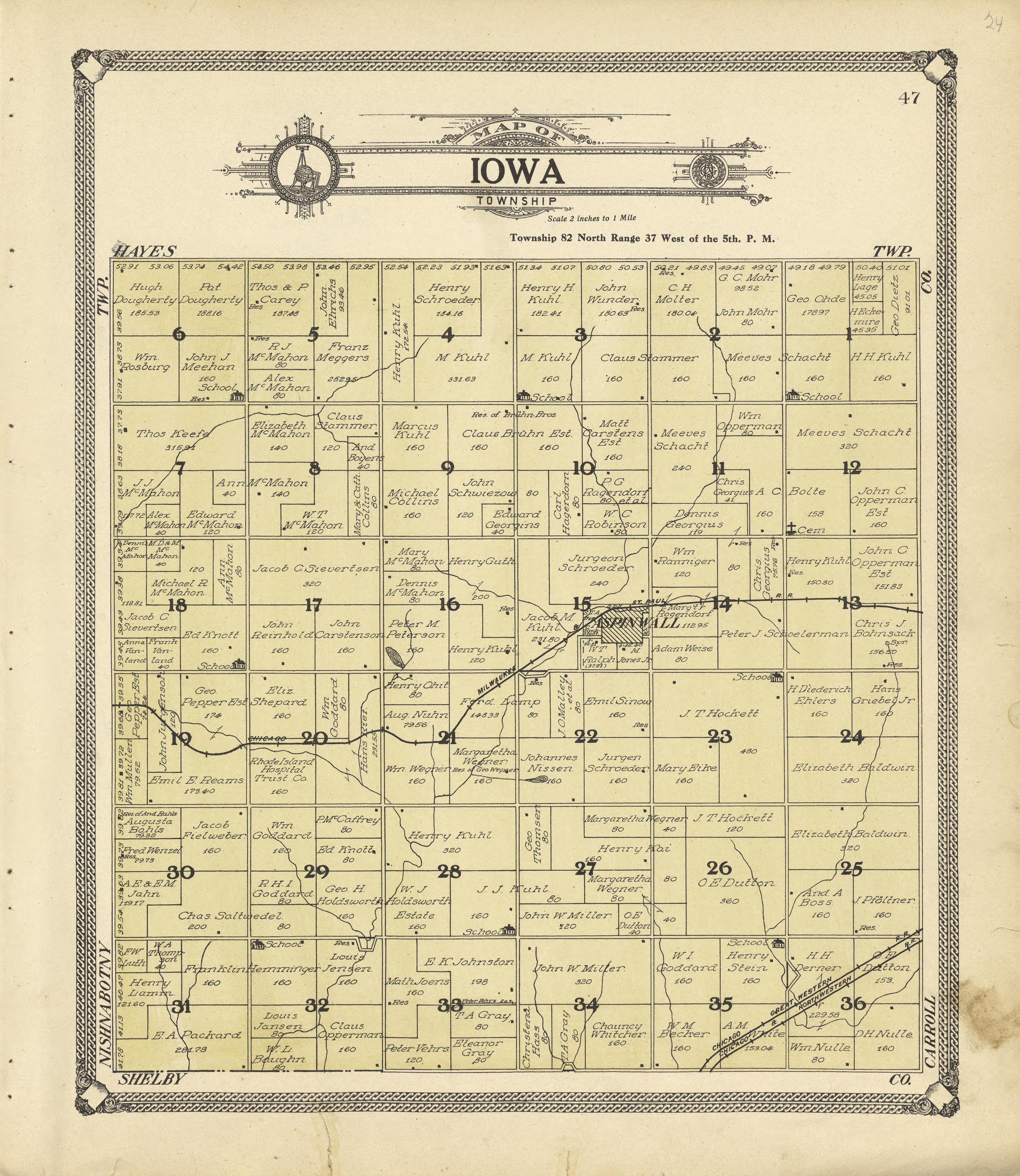 Map of Iowa Township from Standard Atlas of Crawford County, Iowa : Including a Plat Book of the Villages, Cities and Townships of the County, Map of the State, United States and World, Patrons Directory, Reference Business … 1908 by Relic Map Company