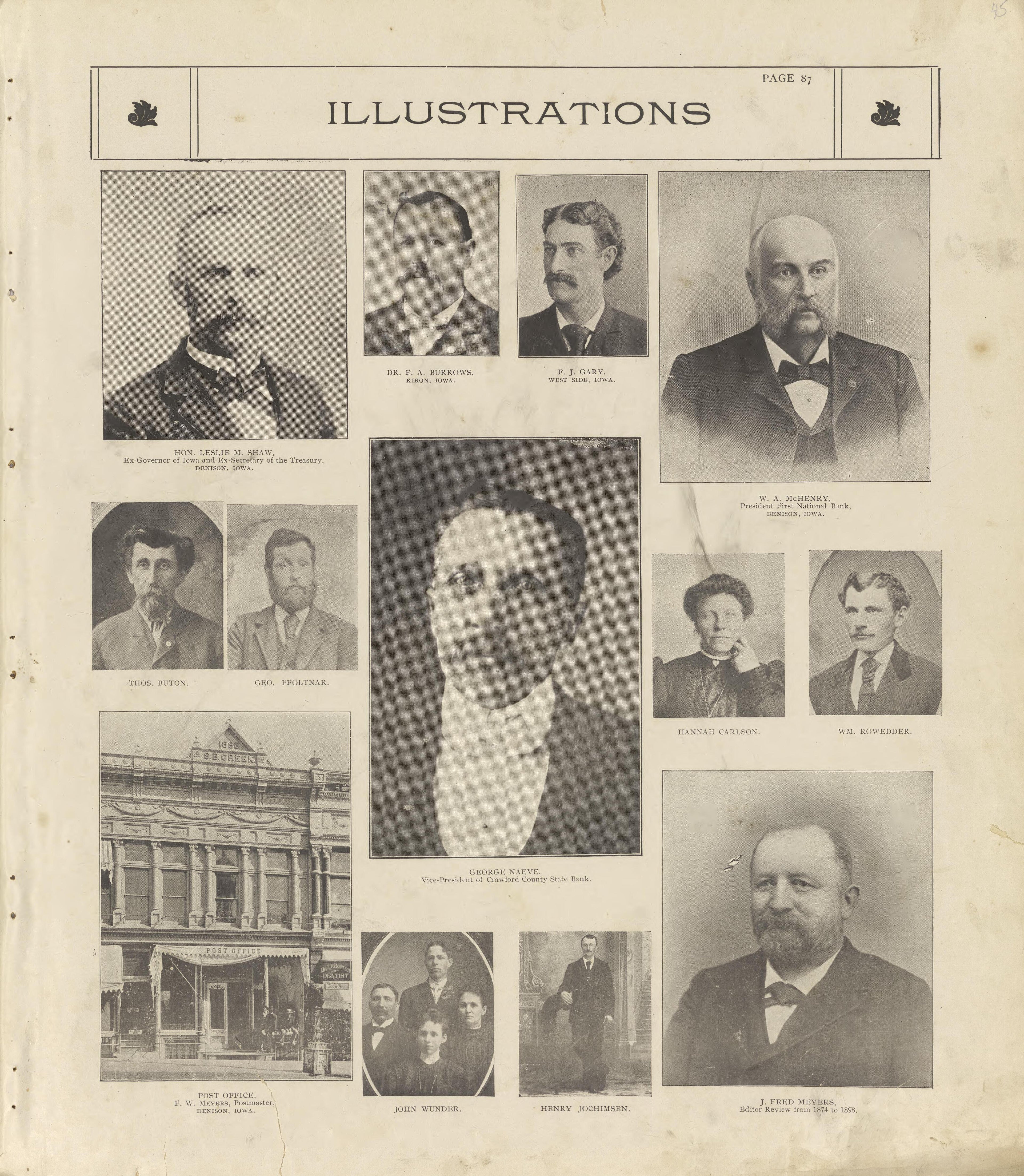 Illustrations Continued from Standard Atlas of Crawford County, Iowa : Including a Plat Book of the Villages, Cities and Townships of the County, Map of the State, United States and World, Patrons Directory, Reference Business … 1908 by Relic Map Company