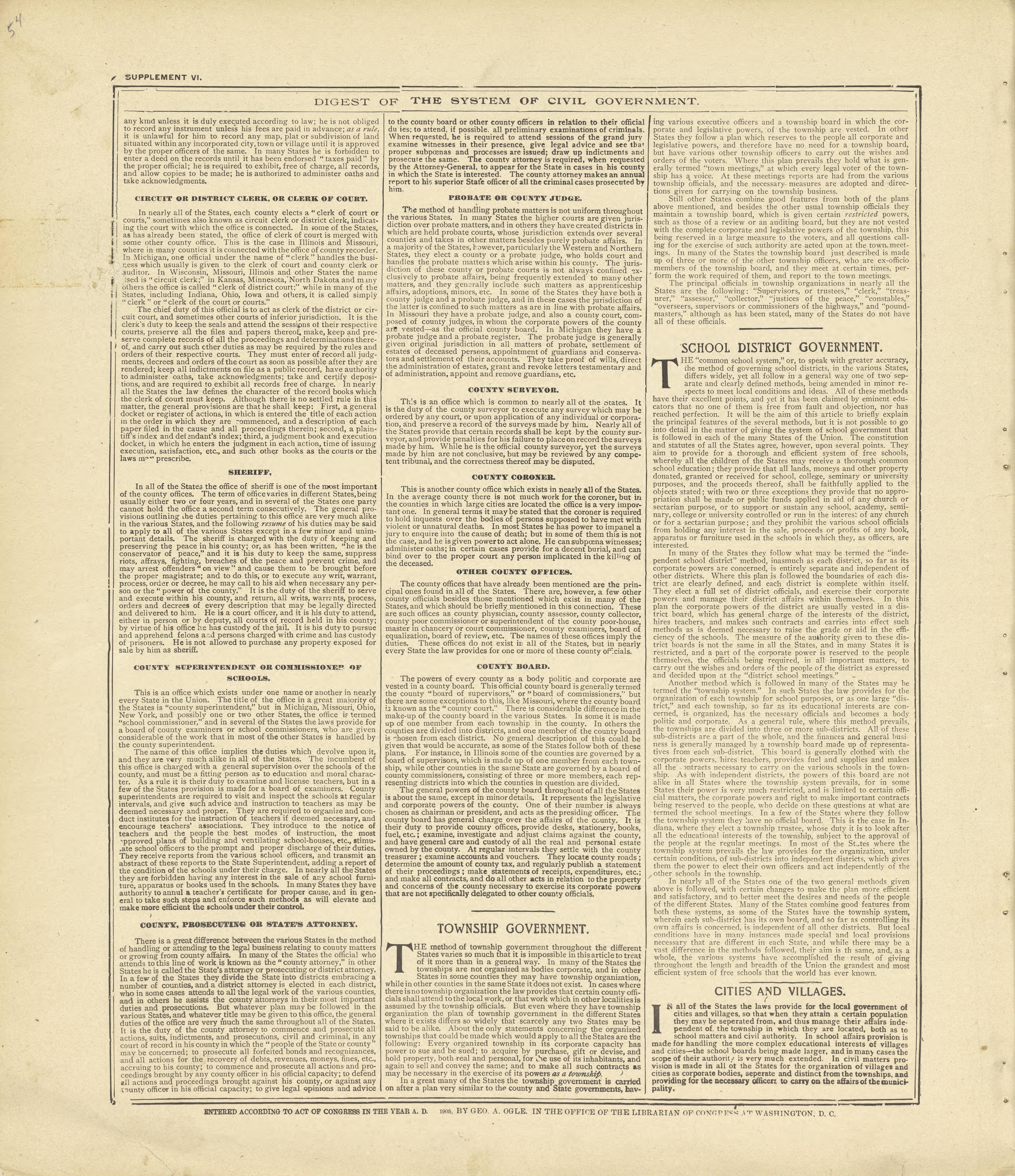 Digest of the System of Civil Government Continued from Standard Atlas of Crawford County, Iowa : Including a Plat Book of the Villages, Cities and Townships of the County, Map of the State, United States and World, Patrons Directory, Reference Busine... by Relic Map Company