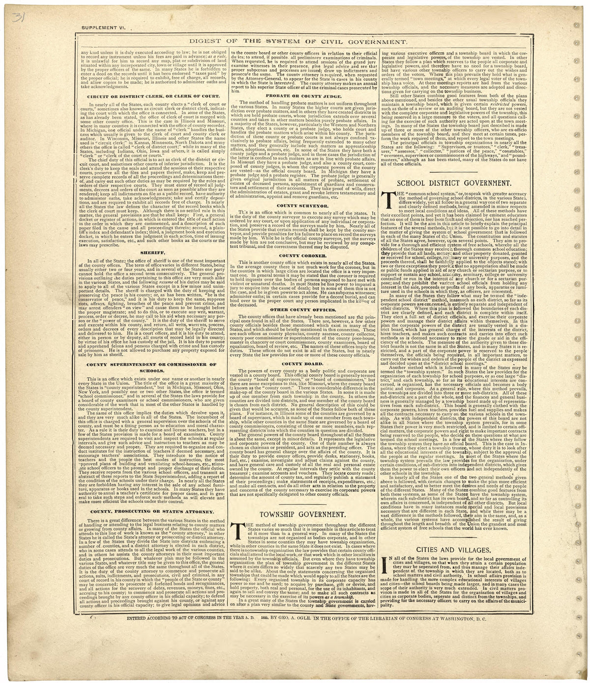 Digest of the System of Civil Government from Standard Atlas of Worth County, Missouri : Including a Plat Book of the Villages, Cities and Townships of the County, Map of the State, United States and World, Patrons Directory, Reference Business … 1902 by Relic Map Company