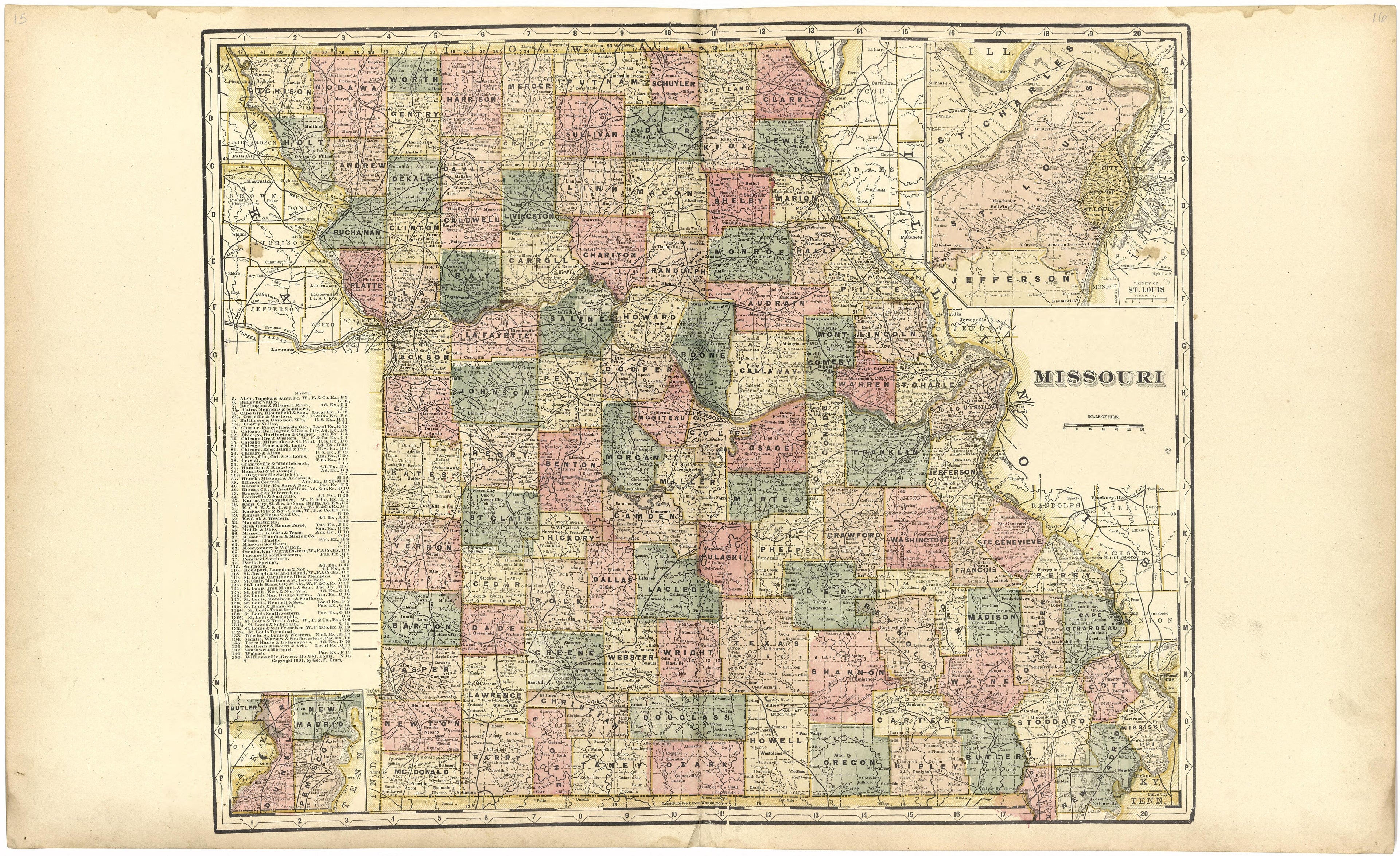 Missouri from Standard Atlas of Worth County, Missouri : Including a Plat Book of the Villages, Cities and Townships of the County, Map of the State, United States and World, Patrons Directory, Reference Business … 1902 by Relic Map Company