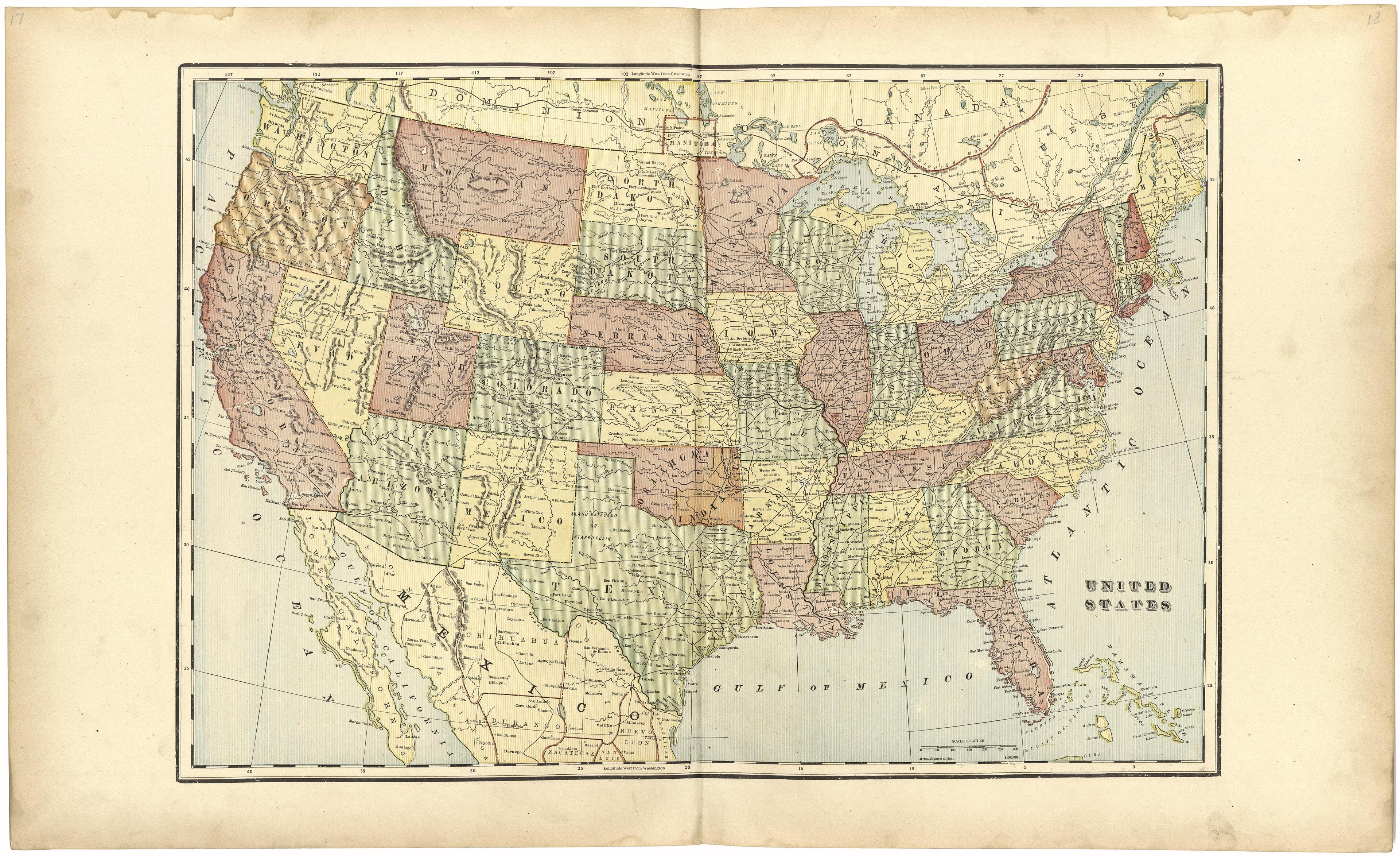 United States from Standard Atlas of Worth County, Missouri : Including a Plat Book of the Villages, Cities and Townships of the County, Map of the State, United States and World, Patrons Directory, Reference Business … 1902 by Relic Map Company