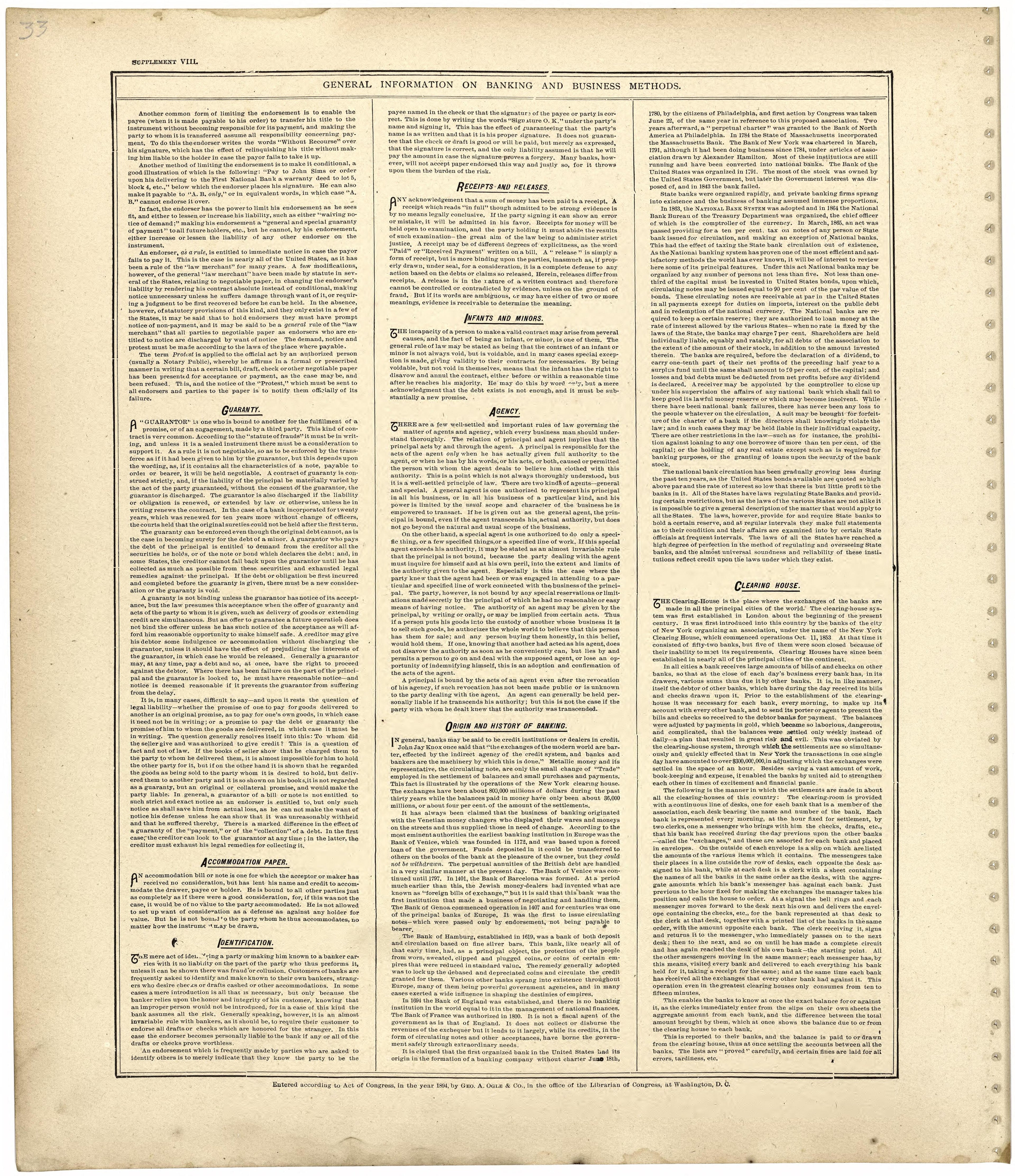 General Information On Banking and Business Methods from Standard Atlas of Worth County, Missouri : Including a Plat Book of the Villages, Cities and Townships of the County, Map of the State, United States and World, Patrons Directory, Reference Busi... by Relic Map Company